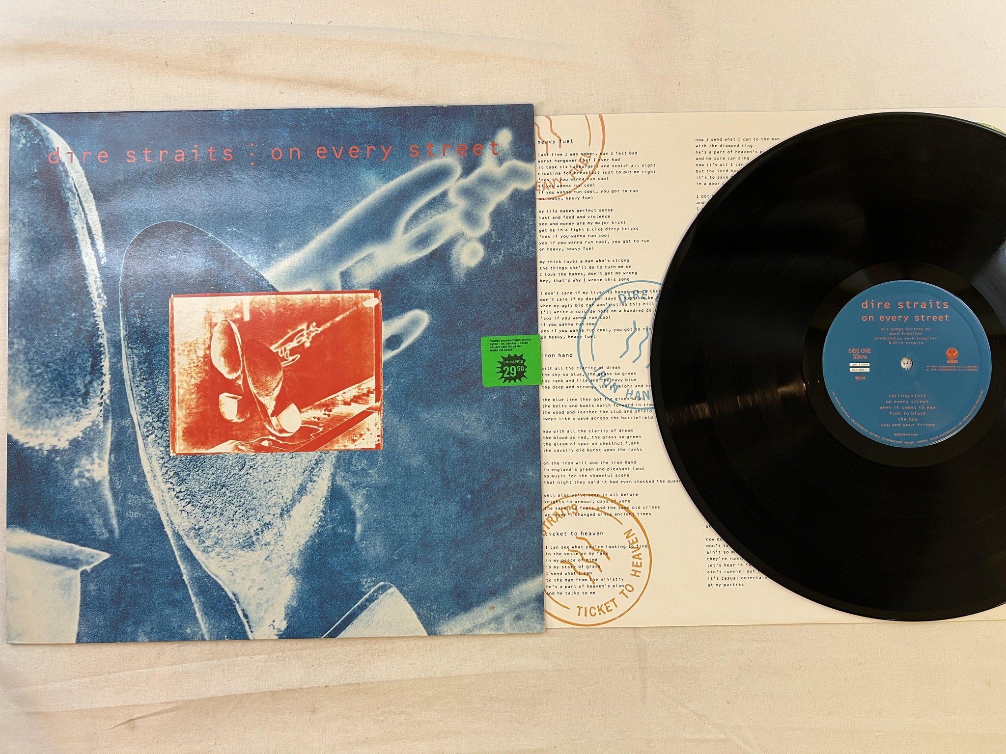 Omslagsbild för skivan DIRE STRAITS on every street LP -91 VERTIGO 510160-1