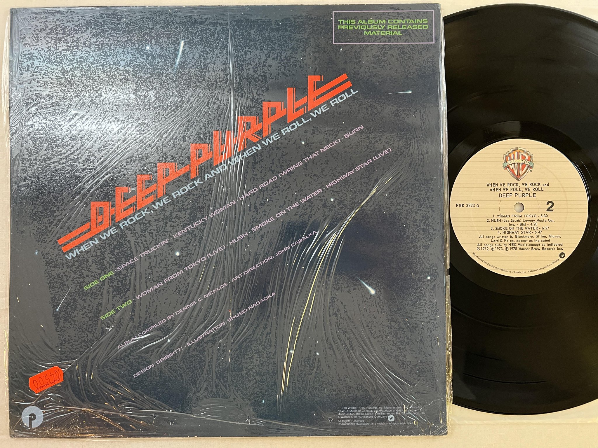 Omslagsbild för skivan DEEP PURPLE when we rock we rock ... LP Can WARNER BROS PRK 3223 Q