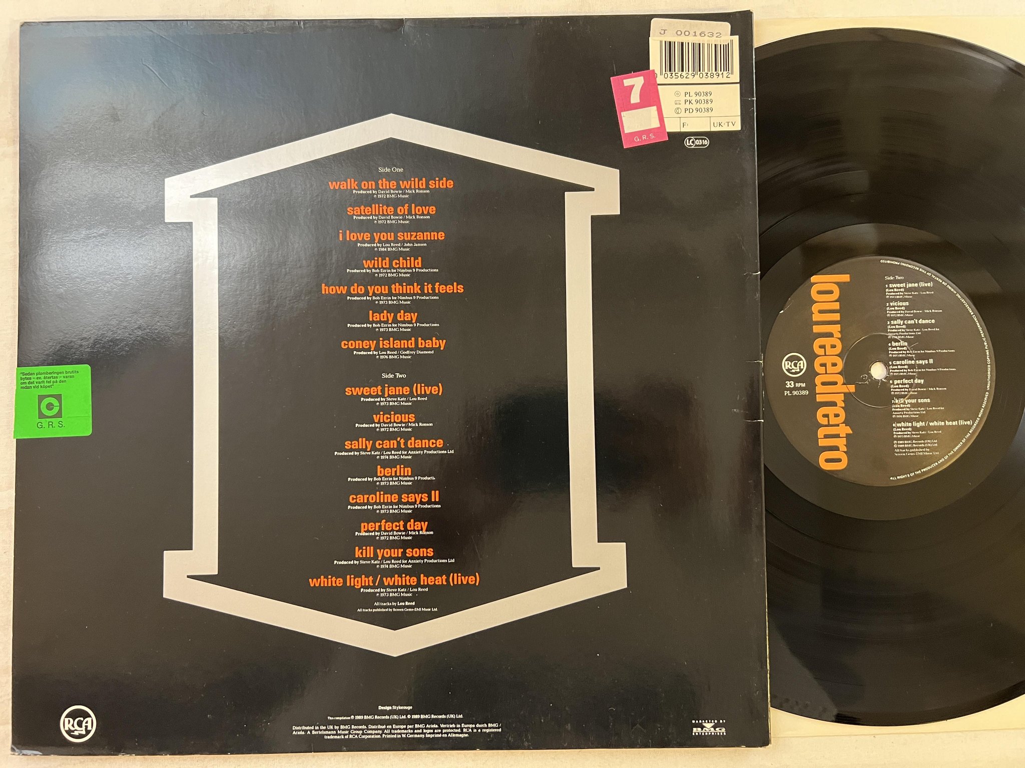 Omslagsbild för skivan LOU REED retro LP -89 RCA PL 90389