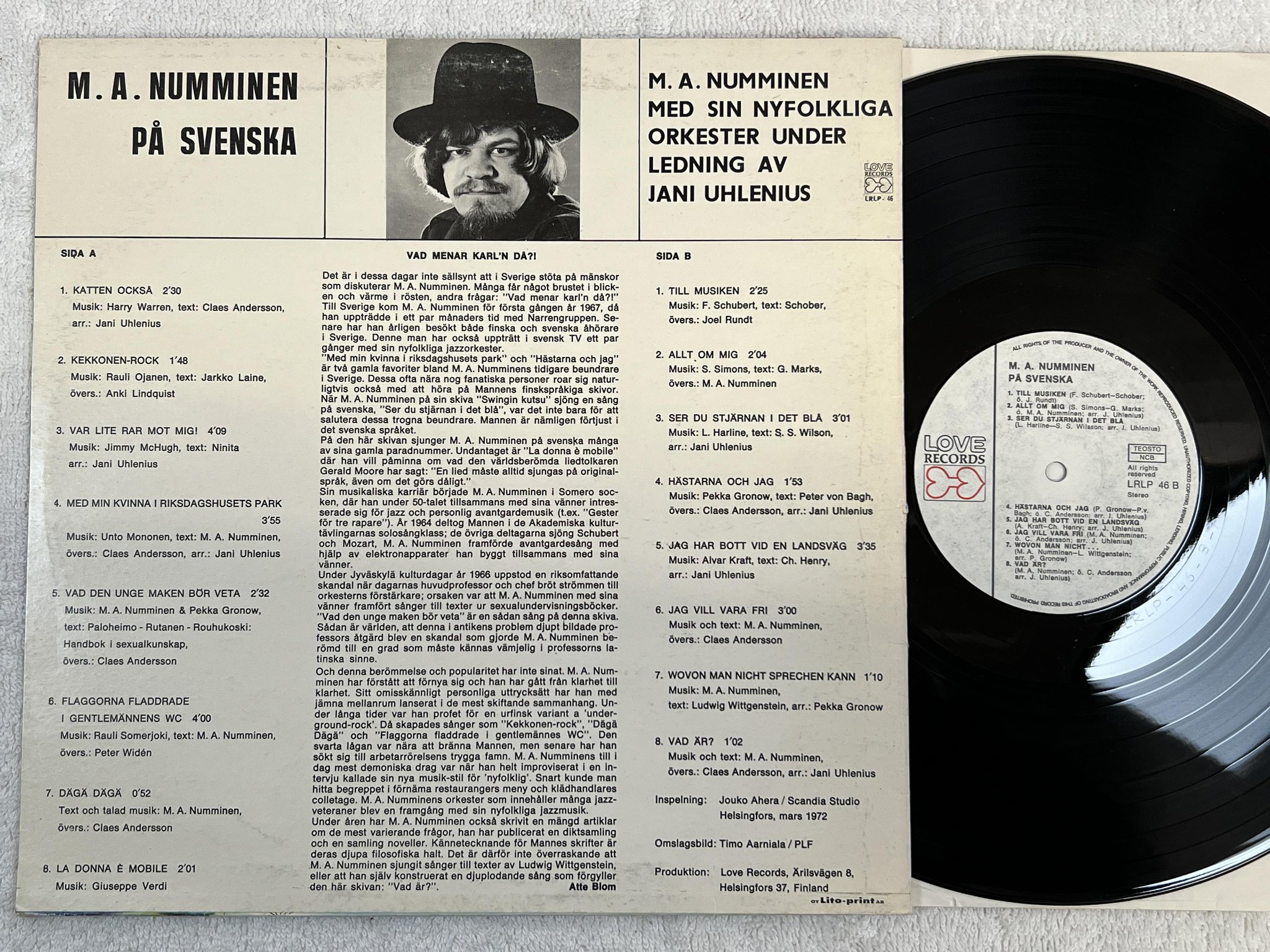 Omslagsbild för skivan MA NUMMINEN på svenska LP -72 Finland LOVE LRLP-46