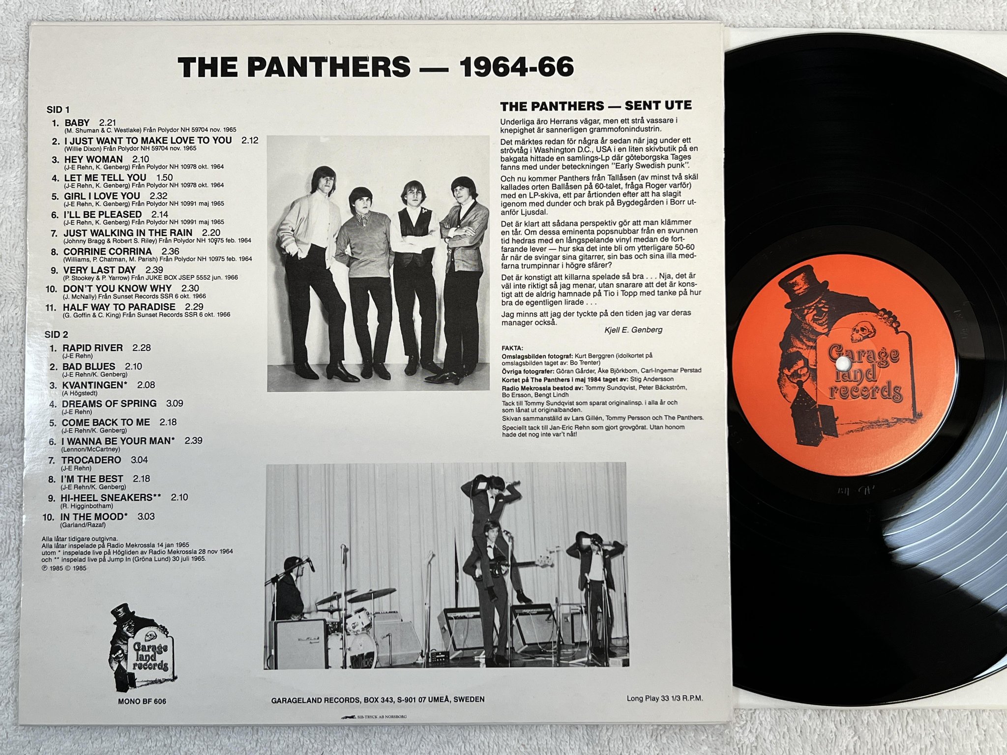 Omslagsbild för skivan THE PANTERS 1964-1966 LP -85 Swe GARAGELAND BF 606