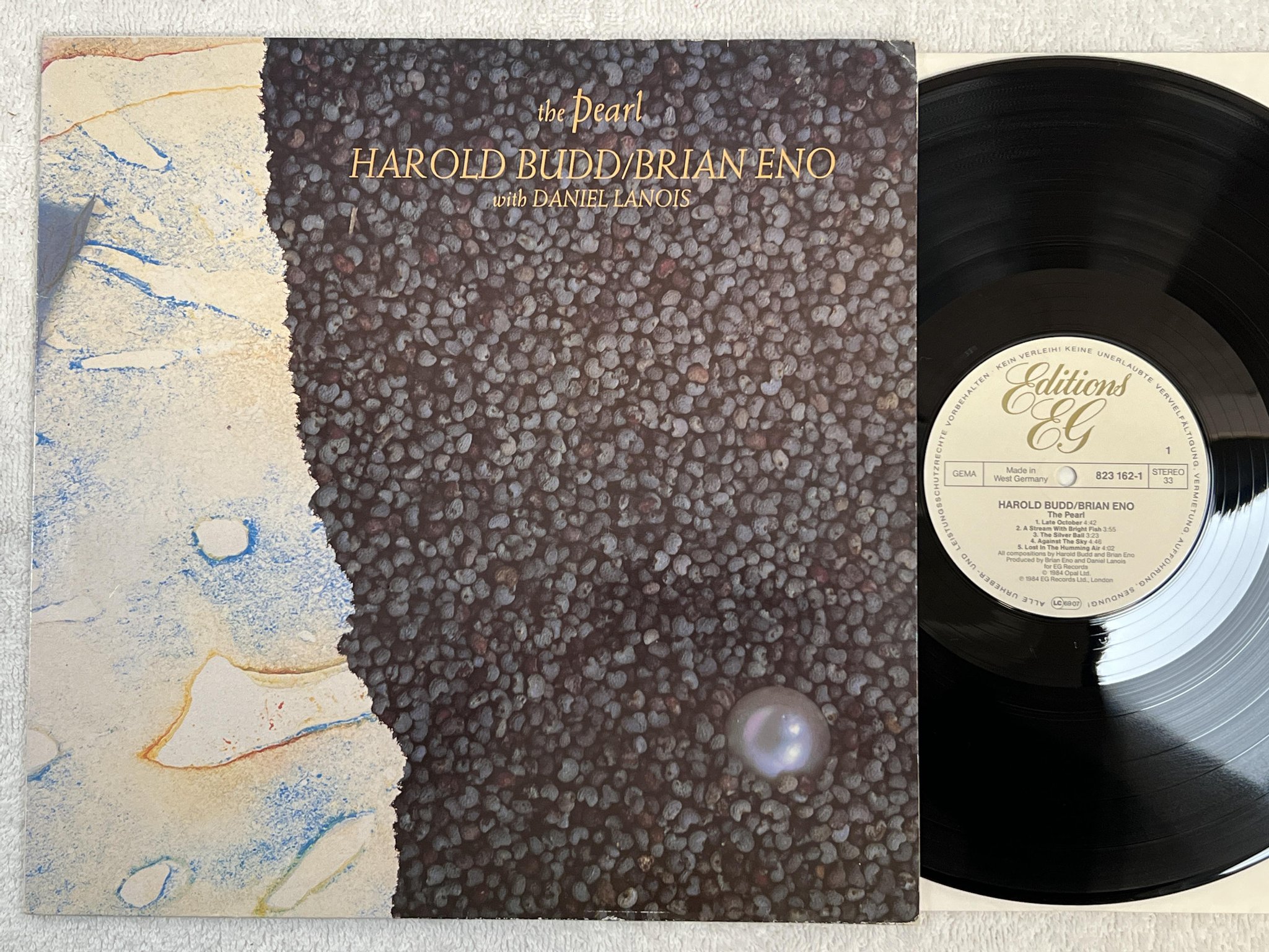 Omslagsbild för skivan HAROLD BUDD / BRIAN ENO the pearl LP -84 Ger EDITIONS EG 823 162-1