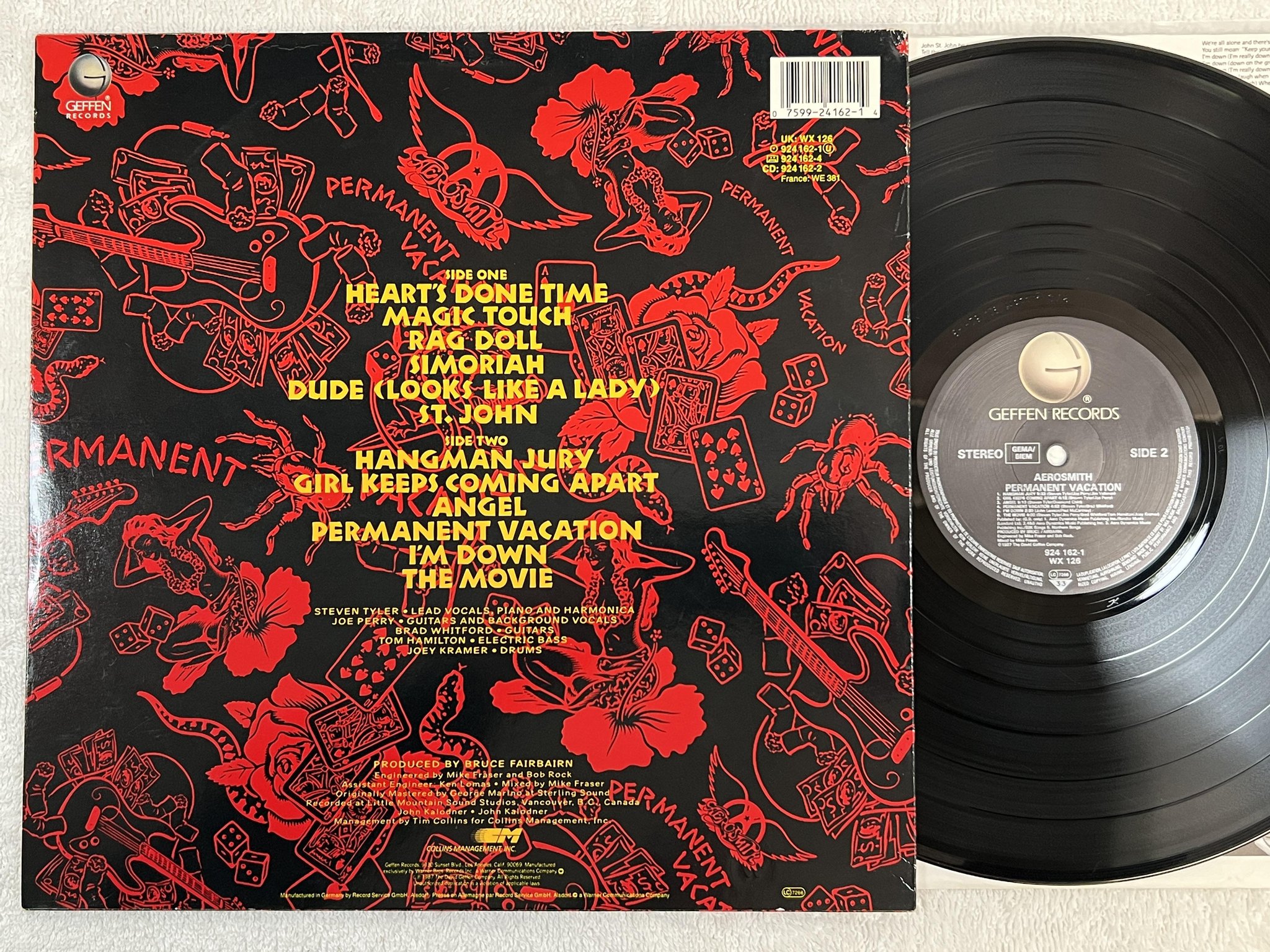 Omslagsbild för skivan AEROSMITH permanent vacation LP -87 GEFFEN 924 162-1