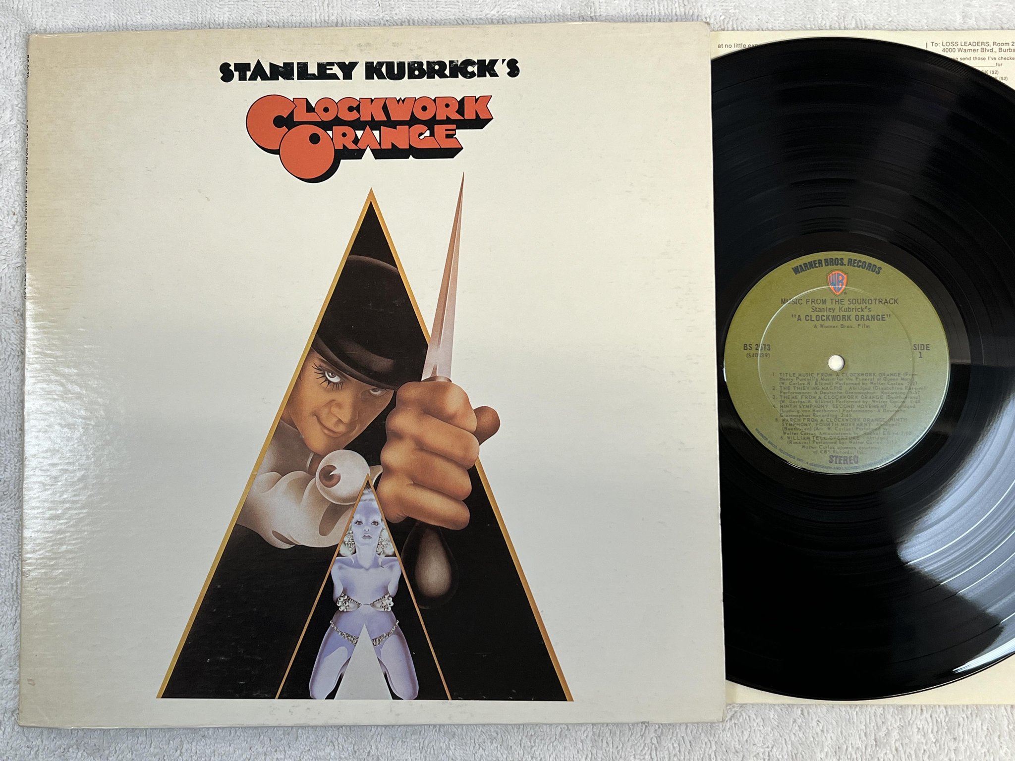 Omslagsbild för skivan A CLOCKWORK ORANGE LP -72 US WARNER BROS BS 2573 *** soundtrack ***
