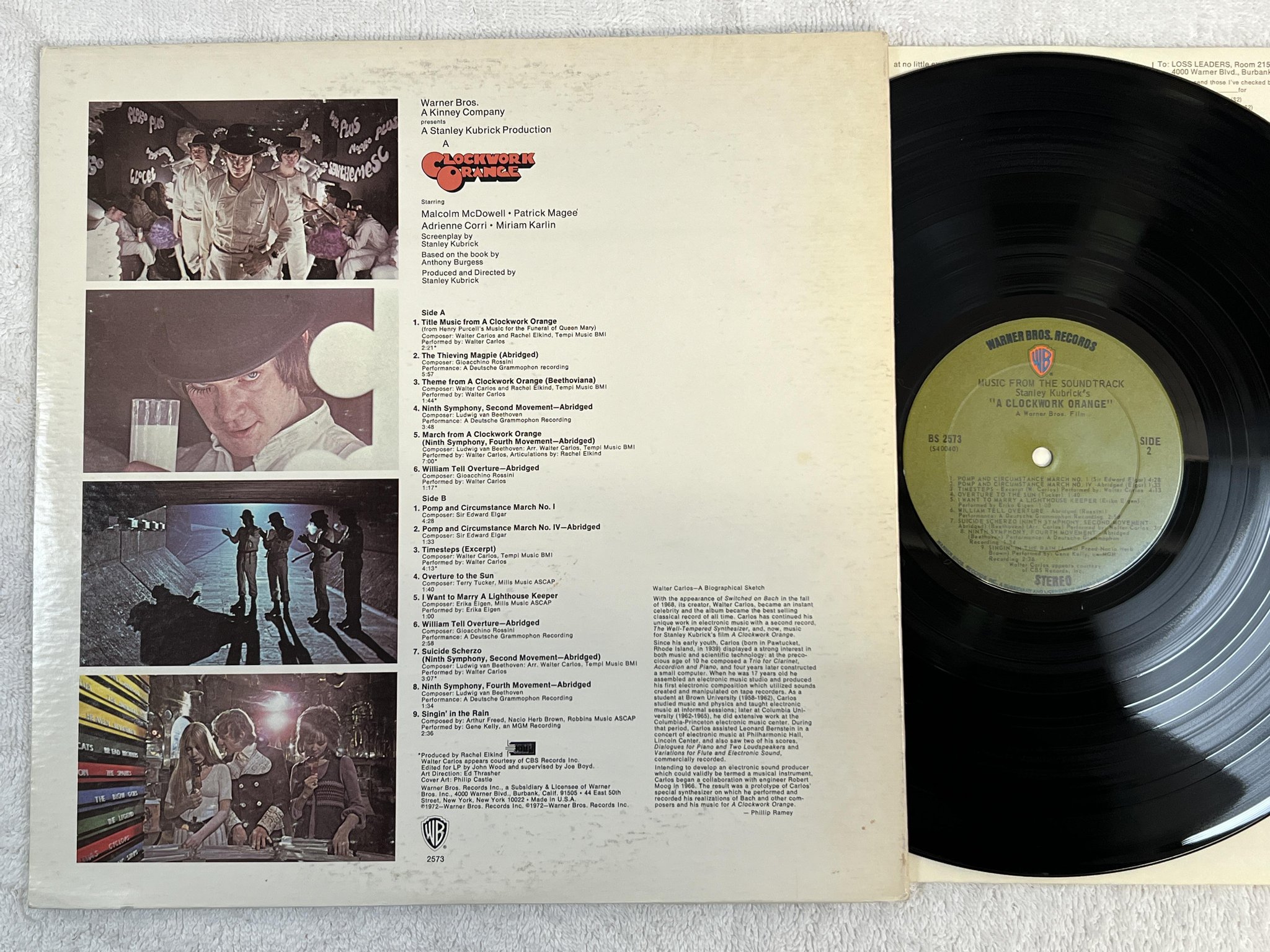 Omslagsbild för skivan A CLOCKWORK ORANGE LP -72 US WARNER BROS BS 2573 *** soundtrack ***