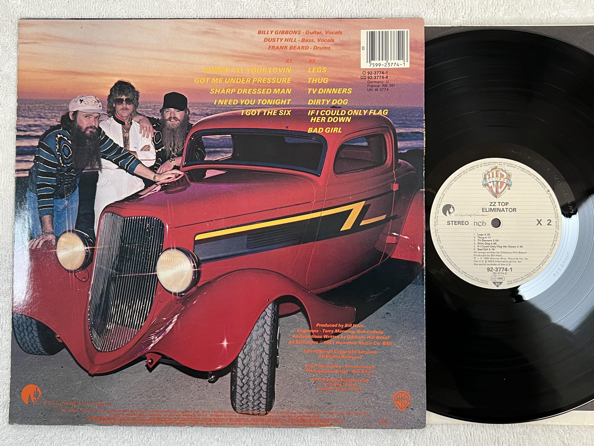 Omslagsbild för skivan ZZ TOP eliminator LP -83 ncb WARNER 92 3774-1