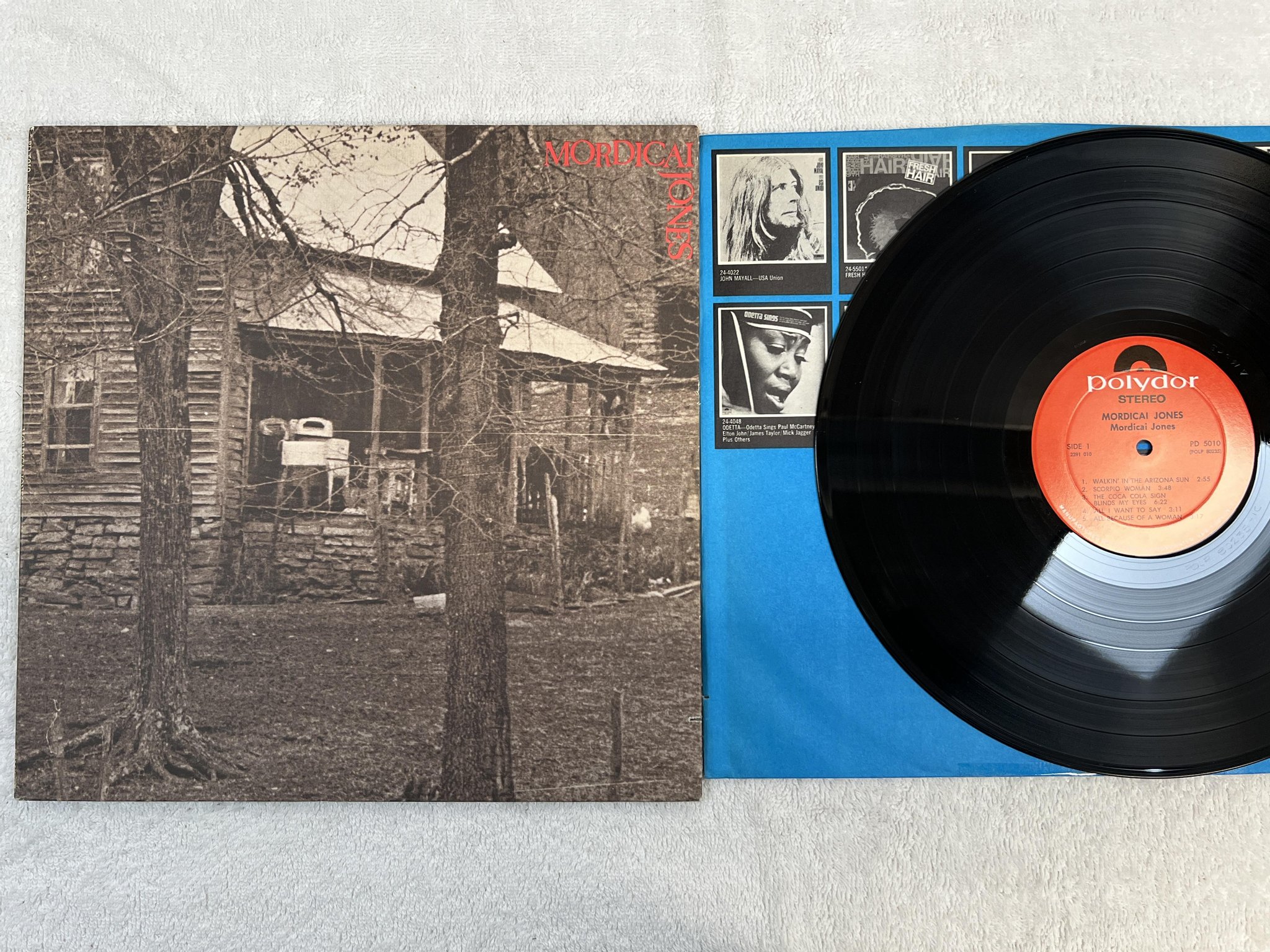 Omslagsbild för skivan MORDICAI JONES s/t LP -72 US POLYDOR PD 5010 *** RARE FOLK ROCK ***