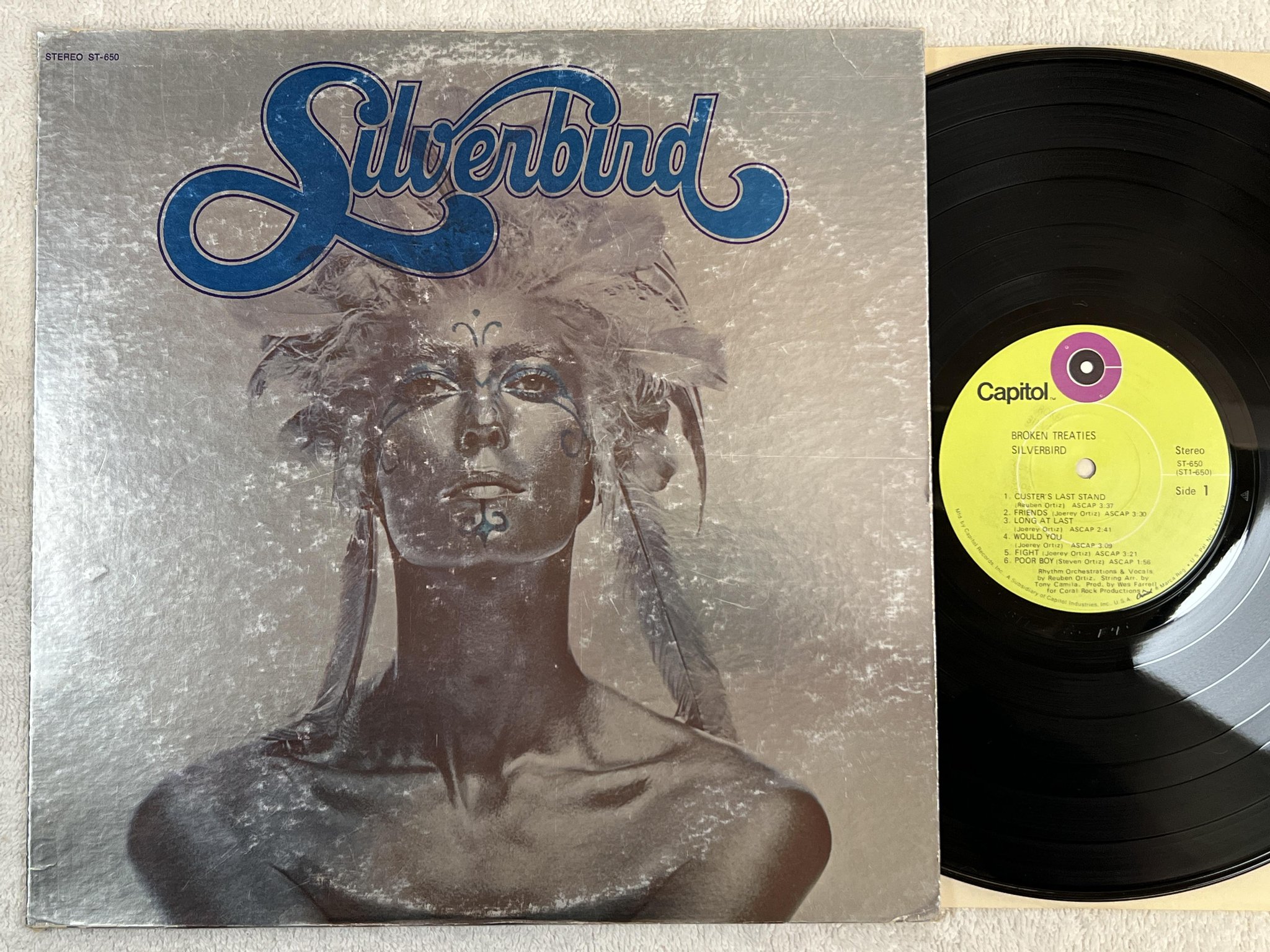 Omslagsbild för skivan SILVERBIRD broken treaties LP -71 US CAPITOL ST-650
