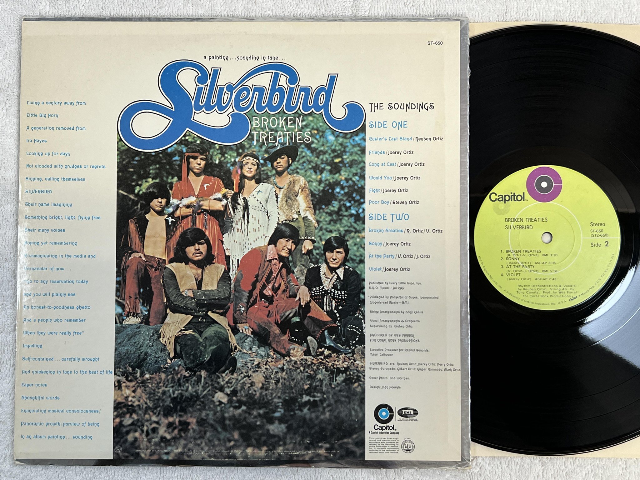 Omslagsbild för skivan SILVERBIRD broken treaties LP -71 US CAPITOL ST-650