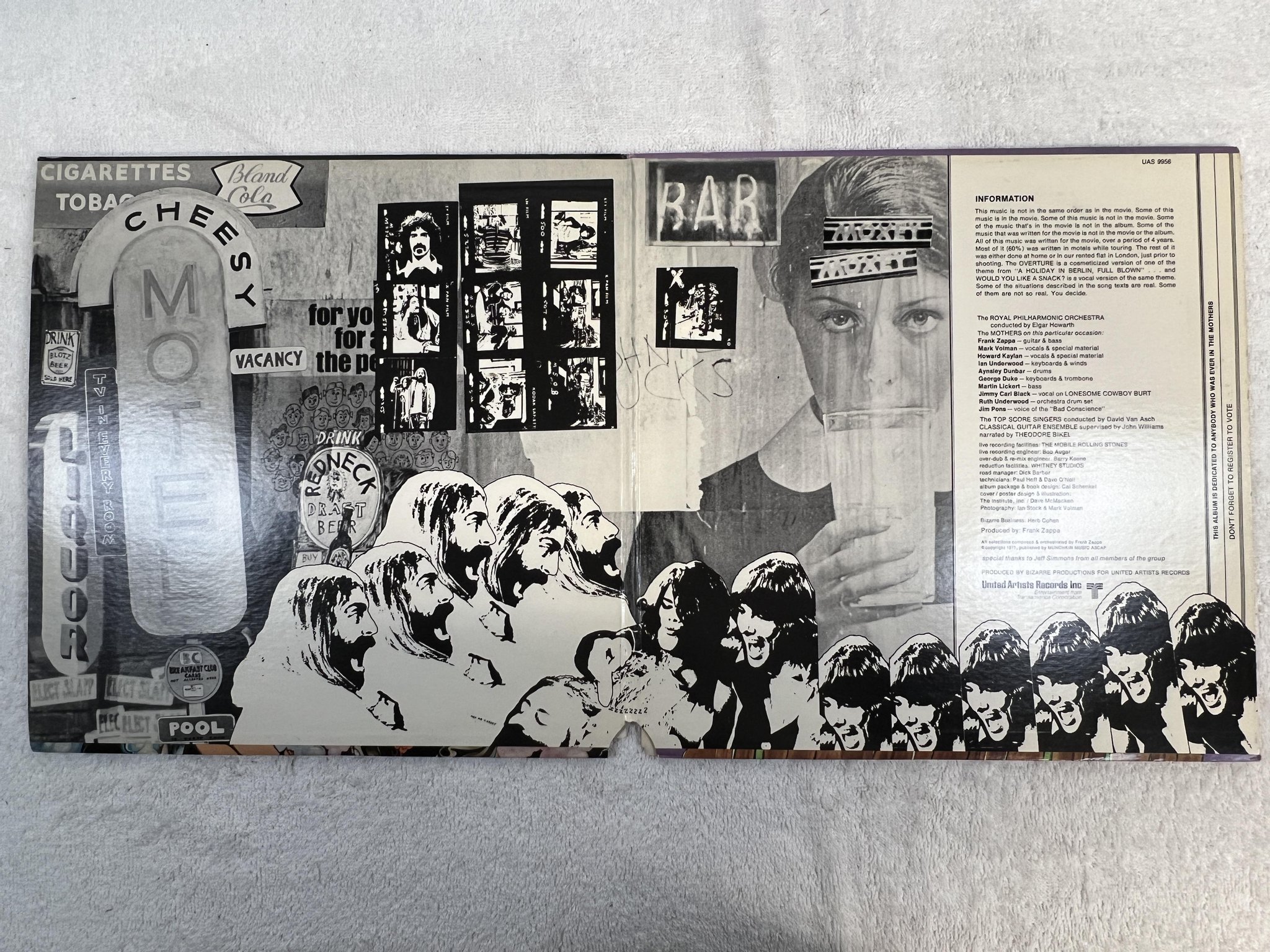 Omslagsbild för skivan FRANK ZAPPA 200 motels 2xLP -71 US UNITED ARTISTS UAS 9956