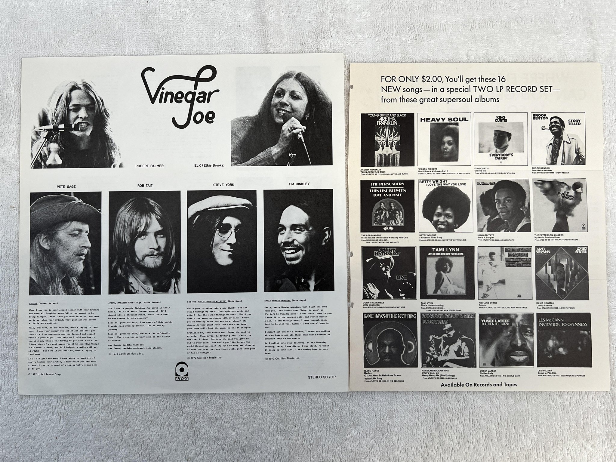 Omslagsbild för skivan VINEGAR JOE s/t LP -72 US ATCO SD 7007