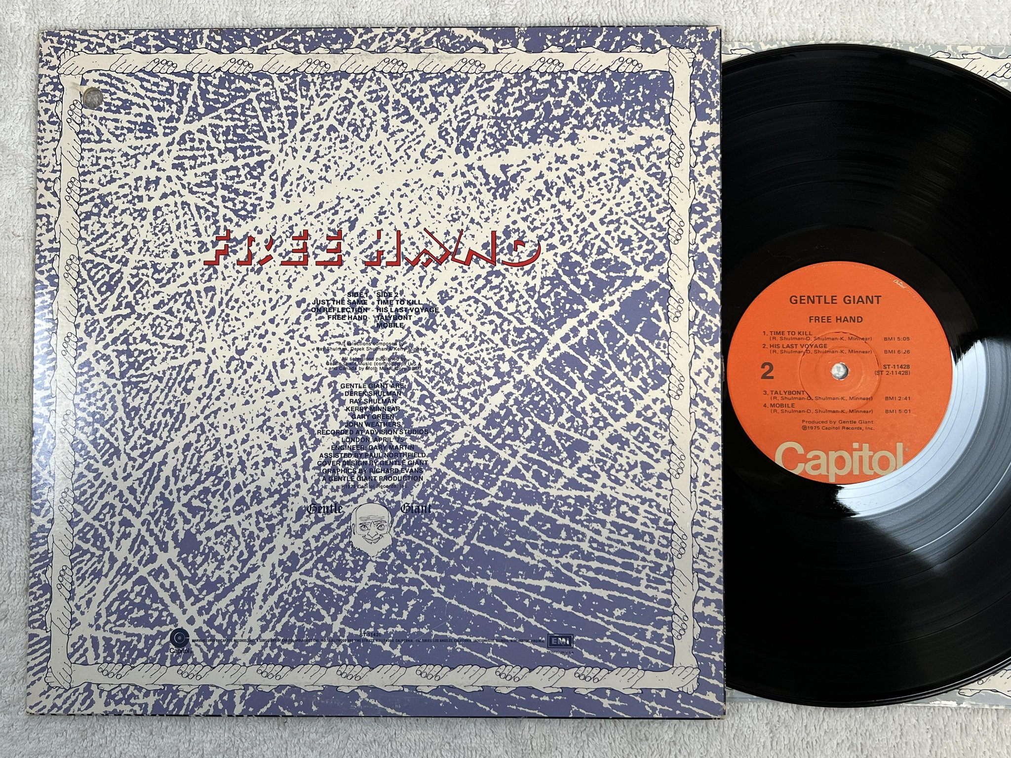 Omslagsbild för skivan GENTLE GIANT free hand LP -75 US CAPITOL ST-11428