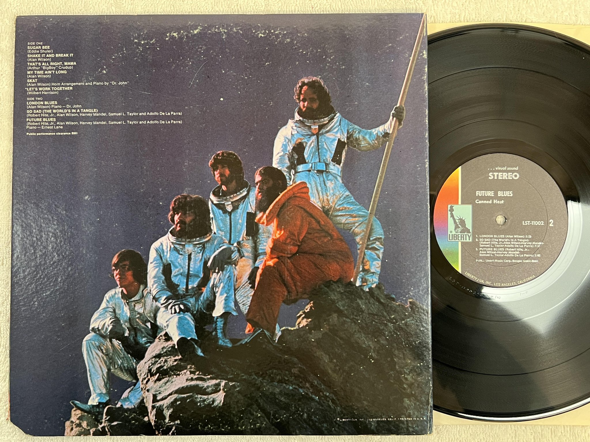 Omslagsbild för skivan CANNED HEAT future blues LP -70 US LIBERTY LST-11002 *** kanned korn komix ***