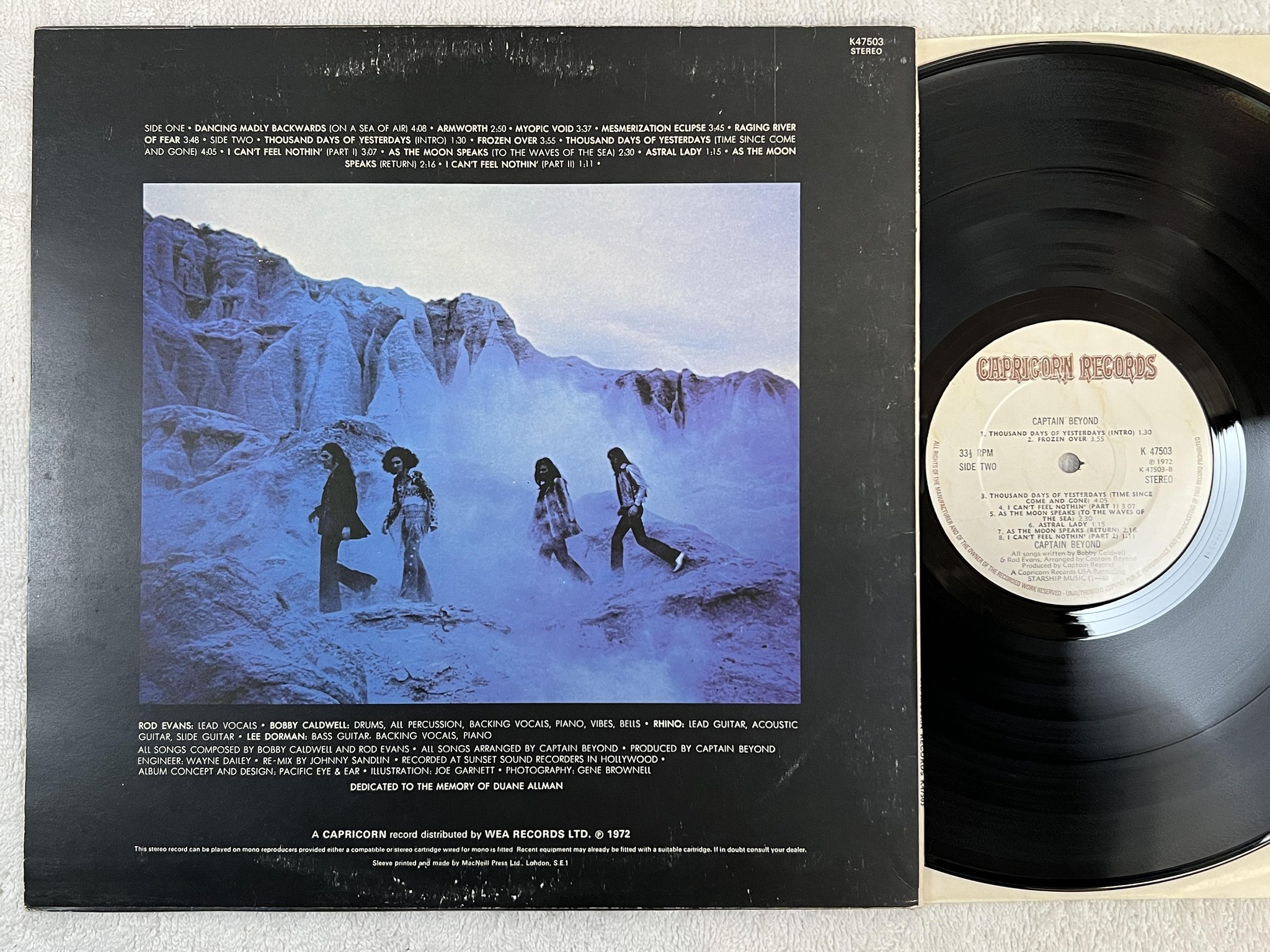 Omslagsbild för skivan CAPTAIN BEYOND s/t LP -72 UK CAPRRICORN K 47503
