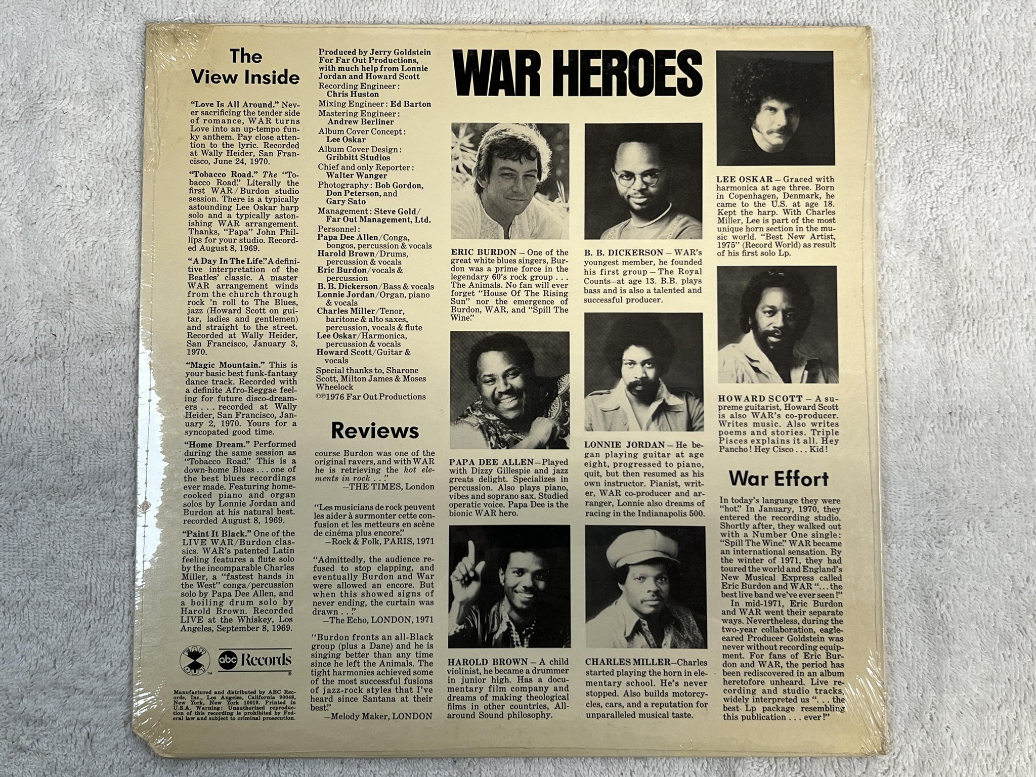 Omslagsbild för skivan WAR love is all LP -76 US ABC ABCD 988 *** STILL SEALED ***