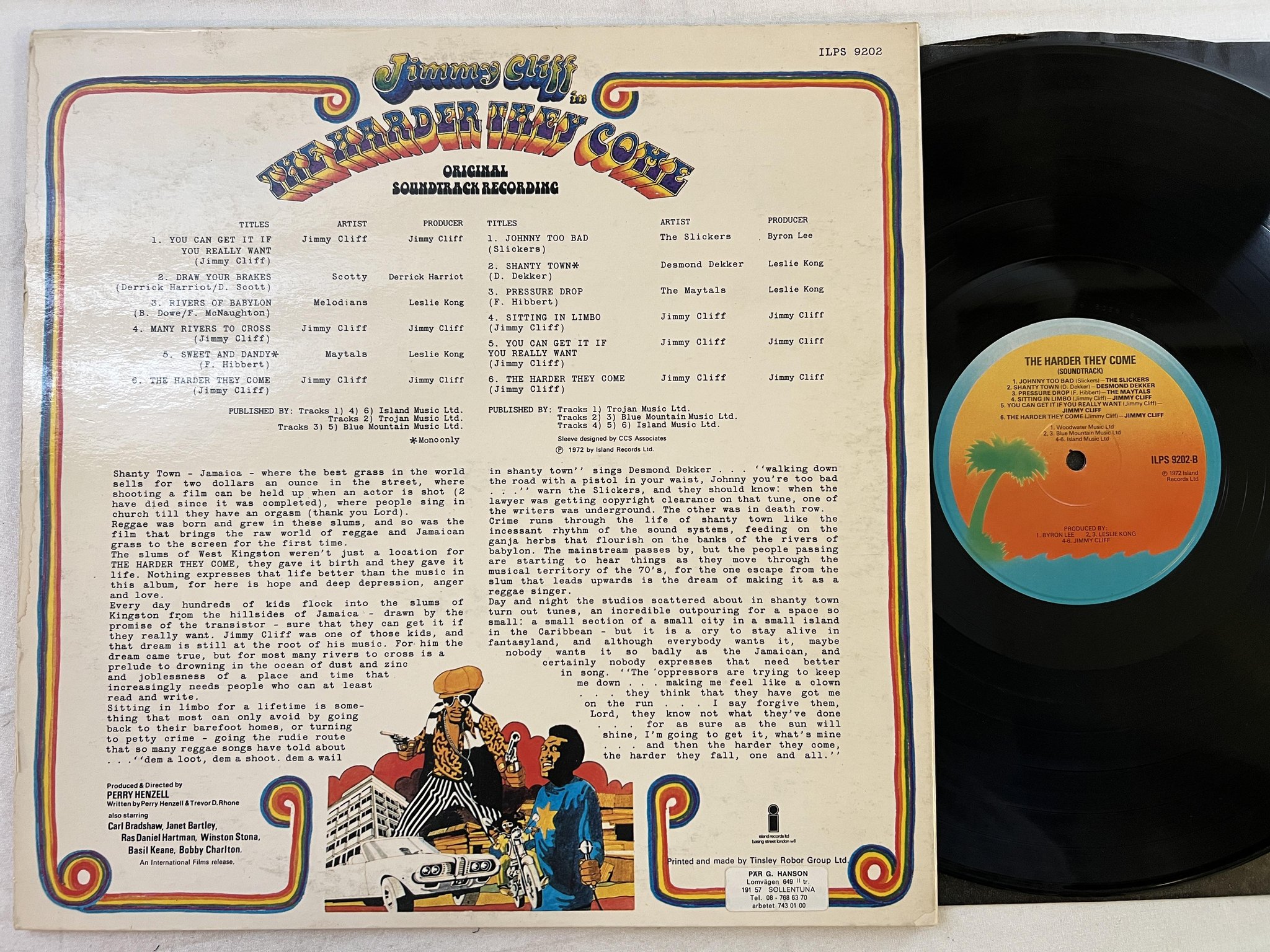 Omslagsbild för skivan V/A The harder they come LP UK ISLAND ILPS 9202 *** CLASSIC ***