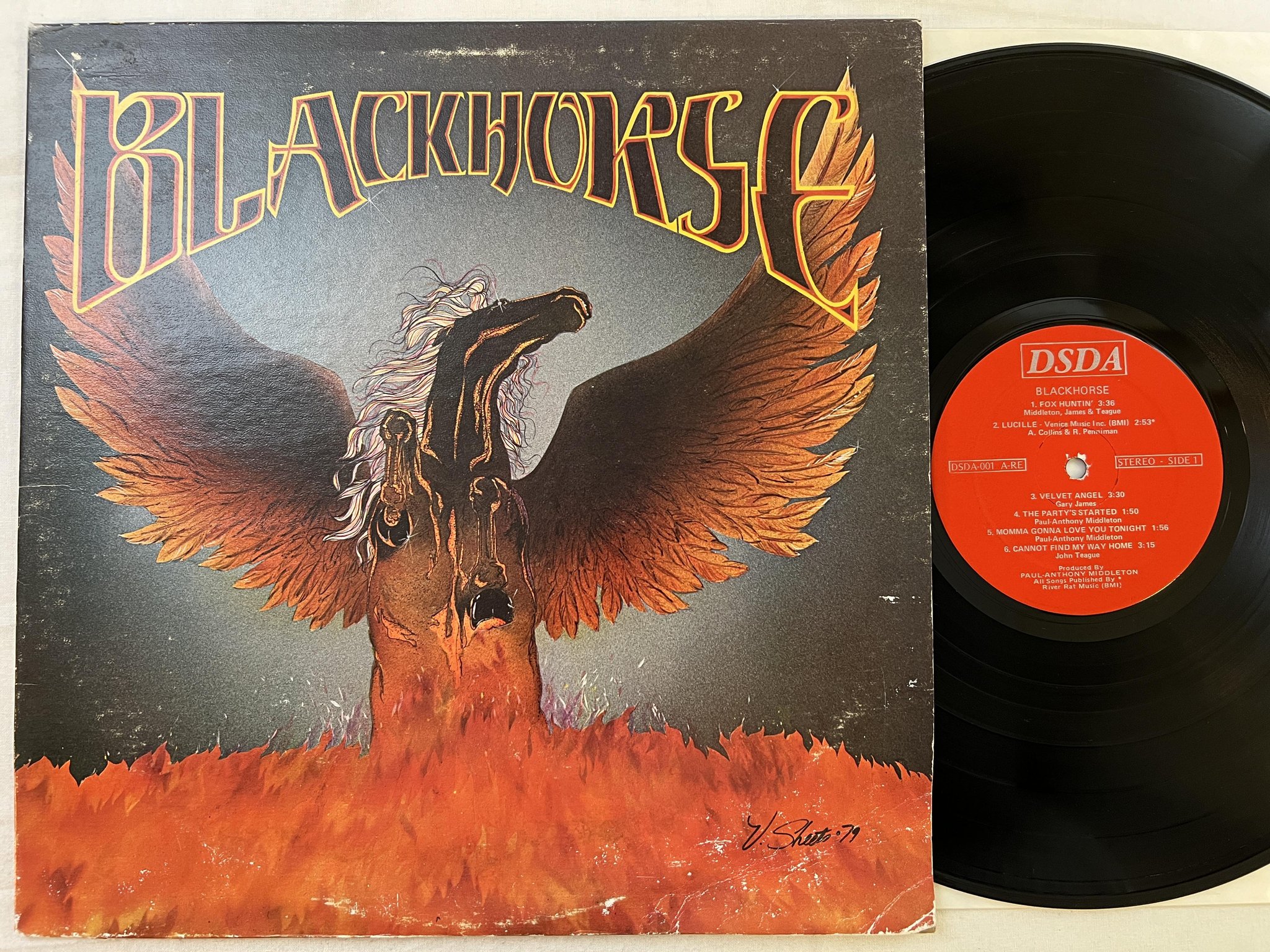 Omslagsbild för skivan BLACKHORSE s/t LP -79 US DSDA DSDA-001 *** BLUESY HARD ROCK ***