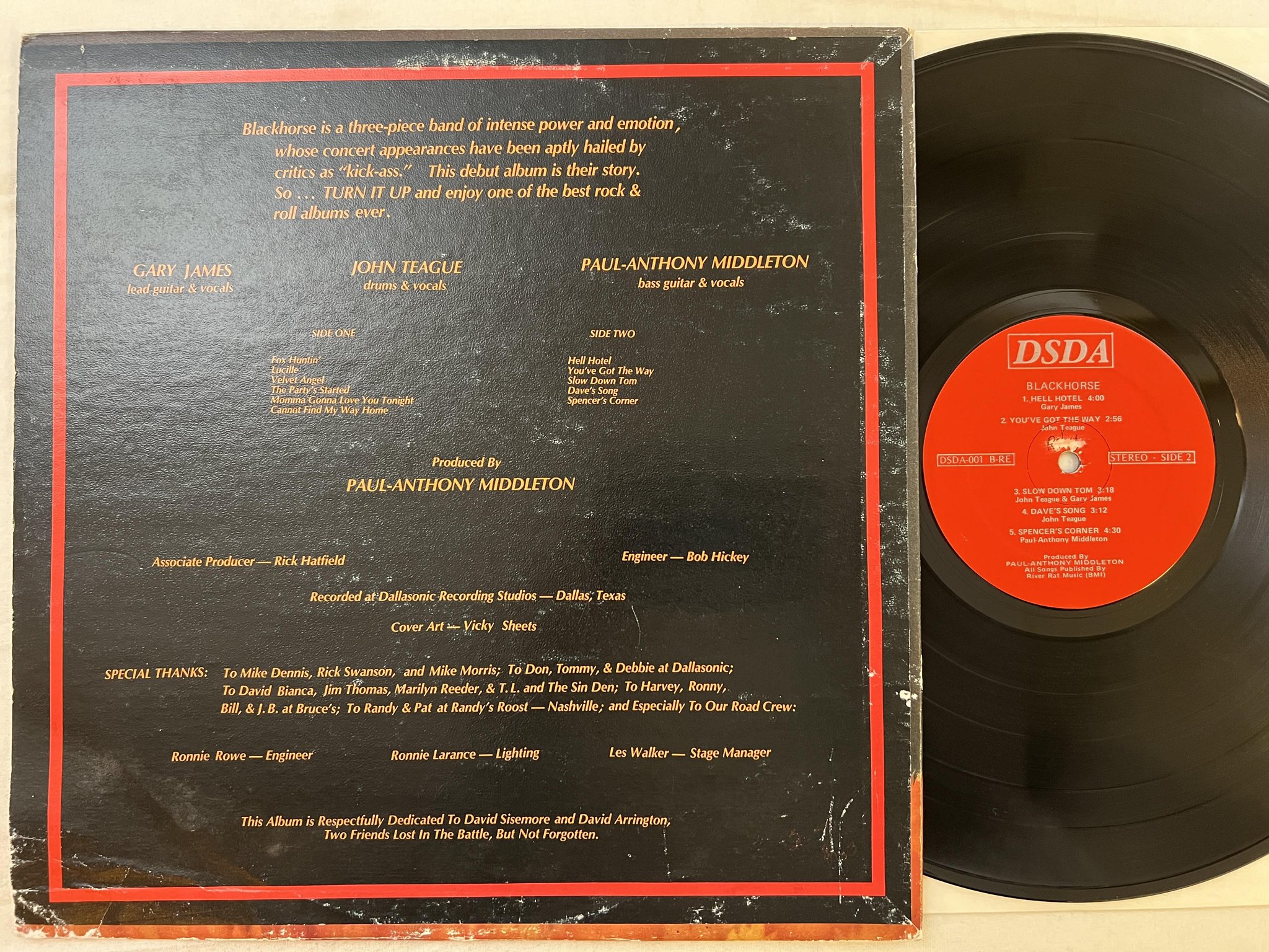 Omslagsbild för skivan BLACKHORSE s/t LP -79 US DSDA DSDA-001 *** BLUESY HARD ROCK ***