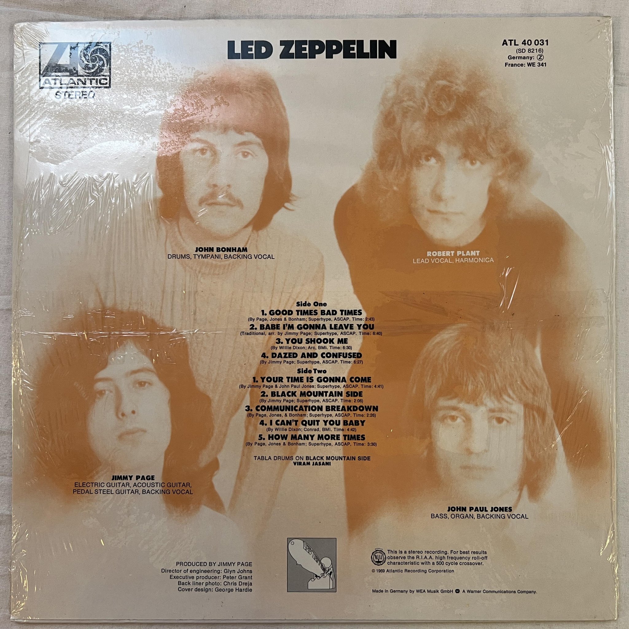 Omslagsbild för skivan LED ZEPPELIN s/t LP re Ger ATLANTIC ATL 40 031 *** STILL SEALED ***