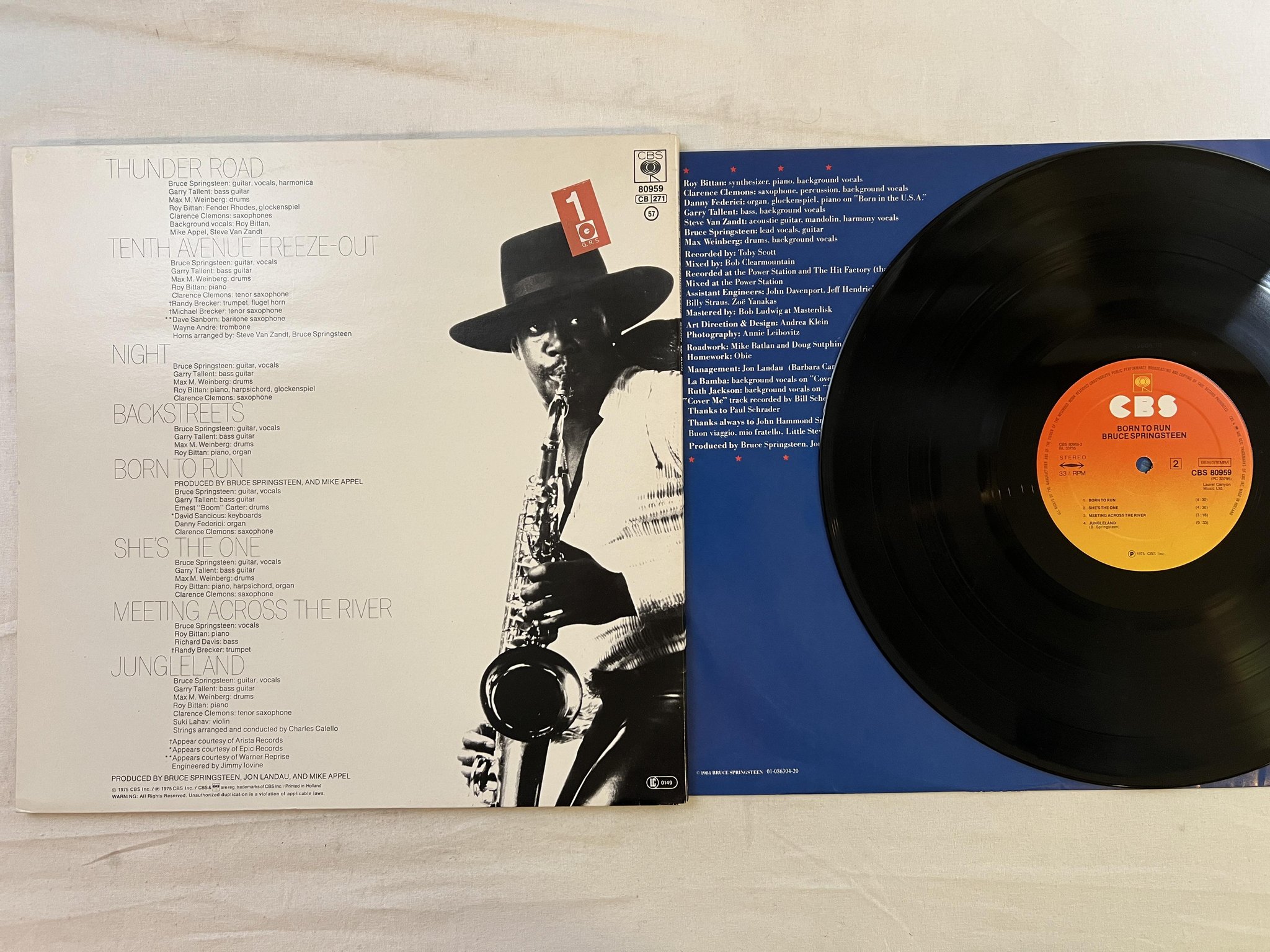 Omslagsbild för skivan BRUCE SPRINGSTEEN born to run LP -75 Hol CBS 80959