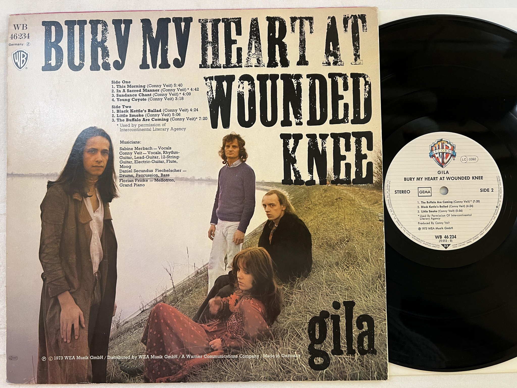 Omslagsbild för skivan GILA Bury My Heart At Wounded Knee LP re Ger WARNER BROS WB 46 234 ** KRAUT **