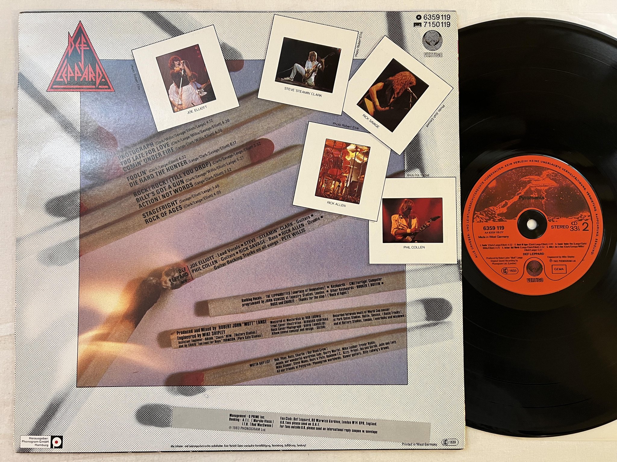 Omslagsbild för skivan DEF LEPPARD pyromania LP -83 Ger VERTIGO 6359 119