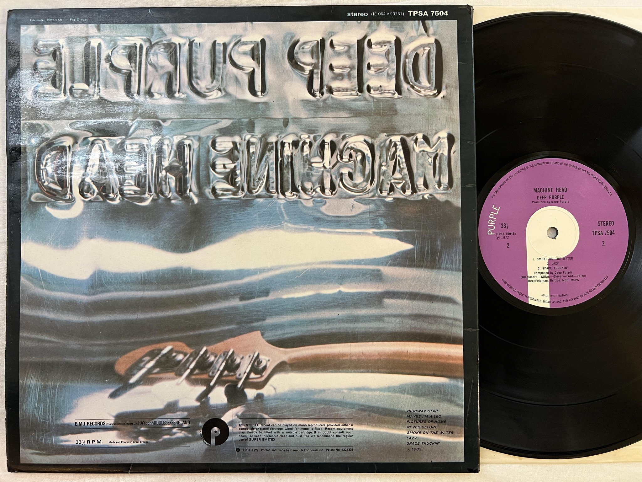 Omslagsbild för skivan DEEP PURPLE machine head LP -72 UK PURPLE TPSA 7504