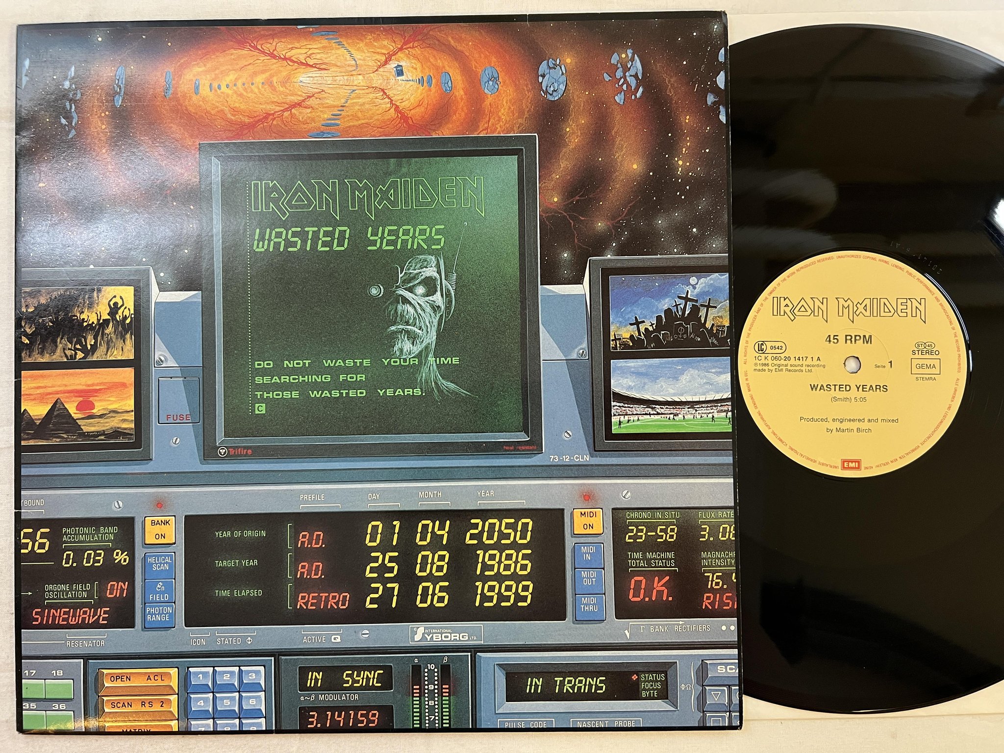 Omslagsbild för skivan IRON MAIDEN wasted years 12"single -86 Hol EMI 1C K060-2014171