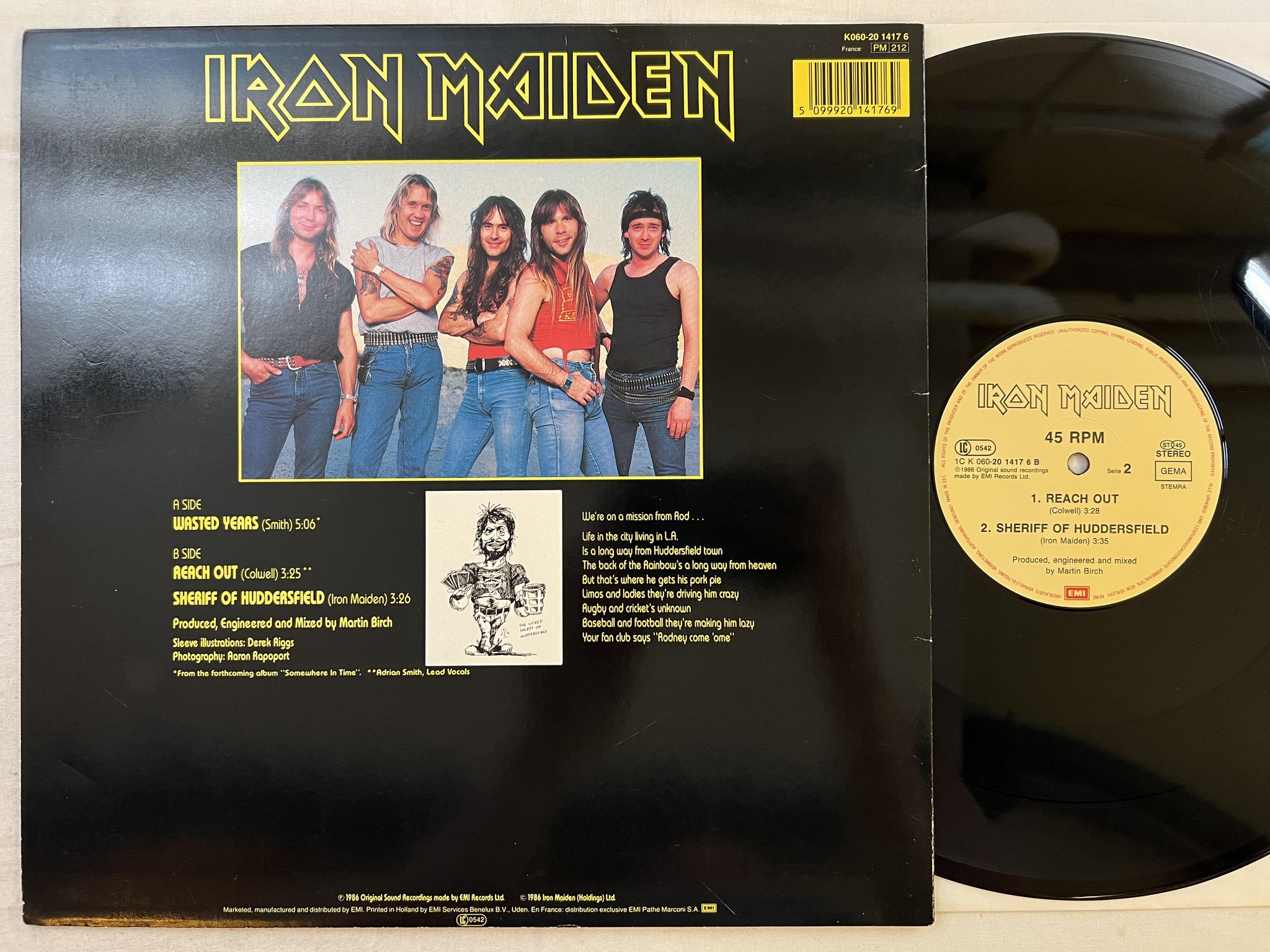 Omslagsbild för skivan IRON MAIDEN wasted years 12"single -86 Hol EMI 1C K060-2014171