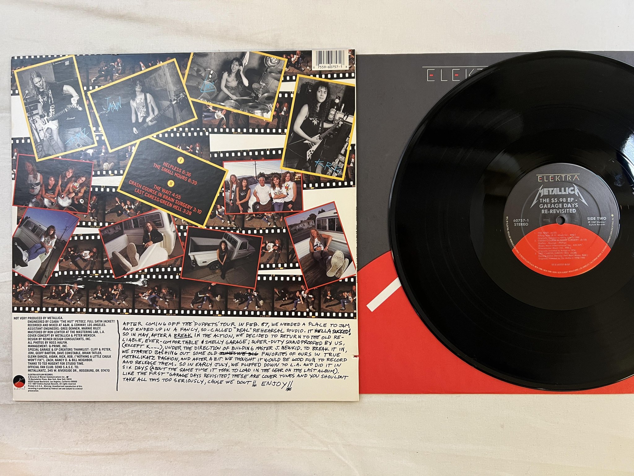 Omslagsbild för skivan METALLICA The $5.98 E.P. 12"ep -87 US ELEKTRA 9 60757-1