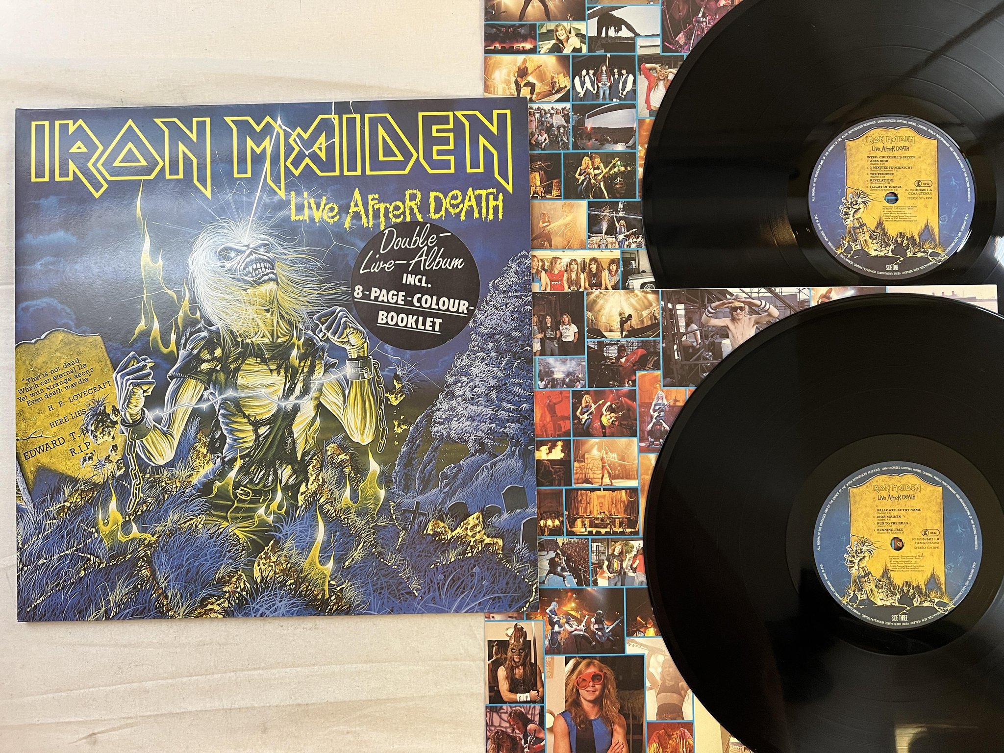 Omslagsbild för skivan IRON MAIDEN live after death 2xLP -85 EMI 1C 2LP 162 240426 3