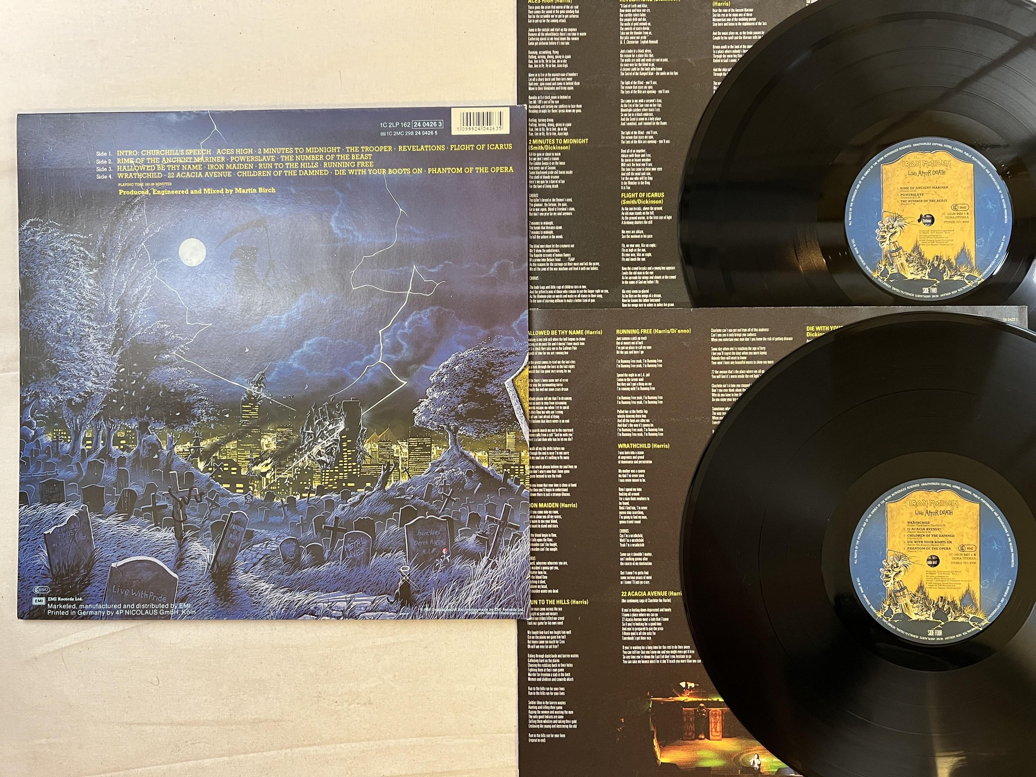 Omslagsbild för skivan IRON MAIDEN live after death 2xLP -85 EMI 1C 2LP 162 240426 3