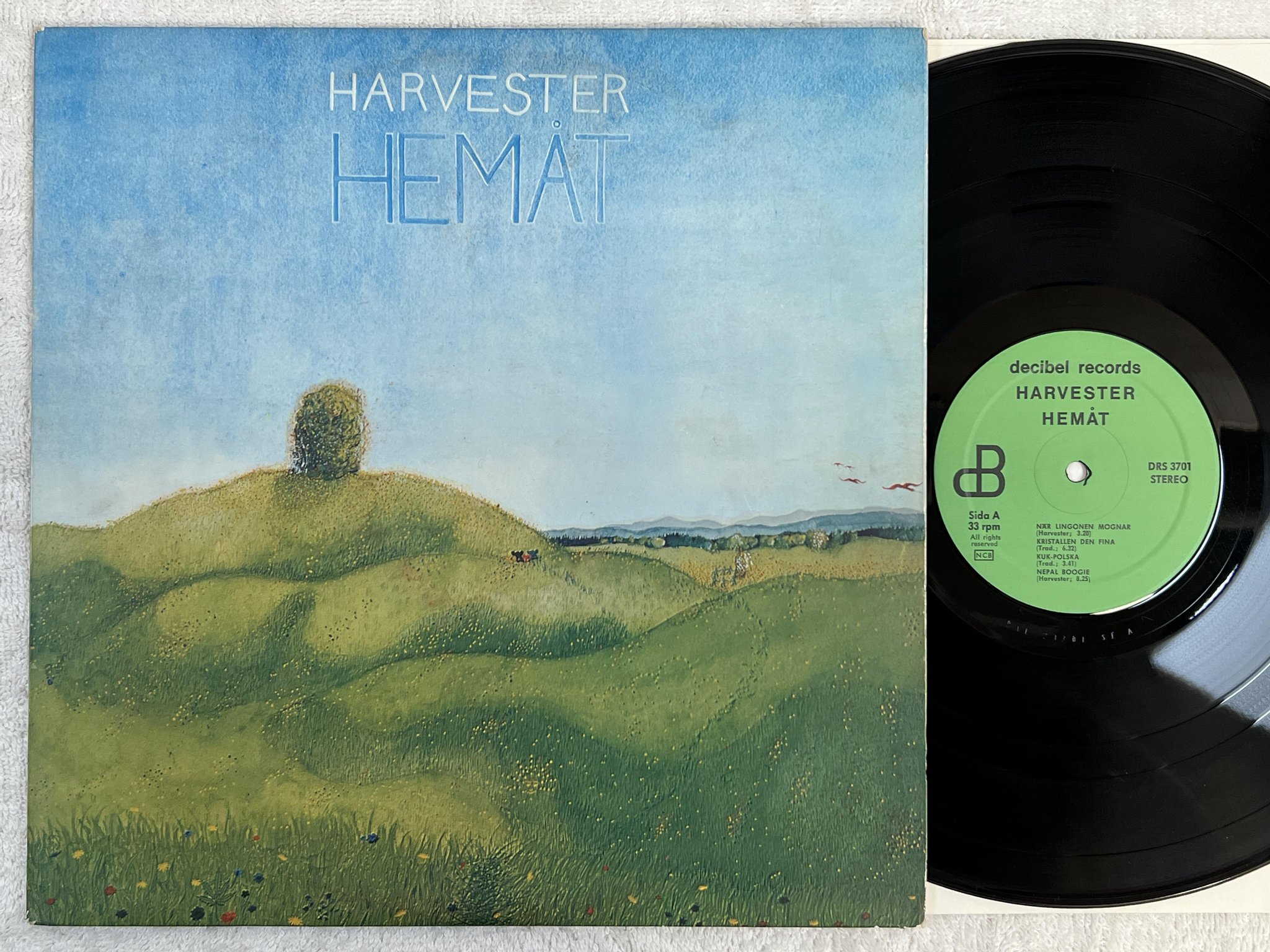 Omslagsbild för skivan HARVESTER hemåt LP -69 Swe DECIBEL DRS 3701 *** rare psych / folk ***