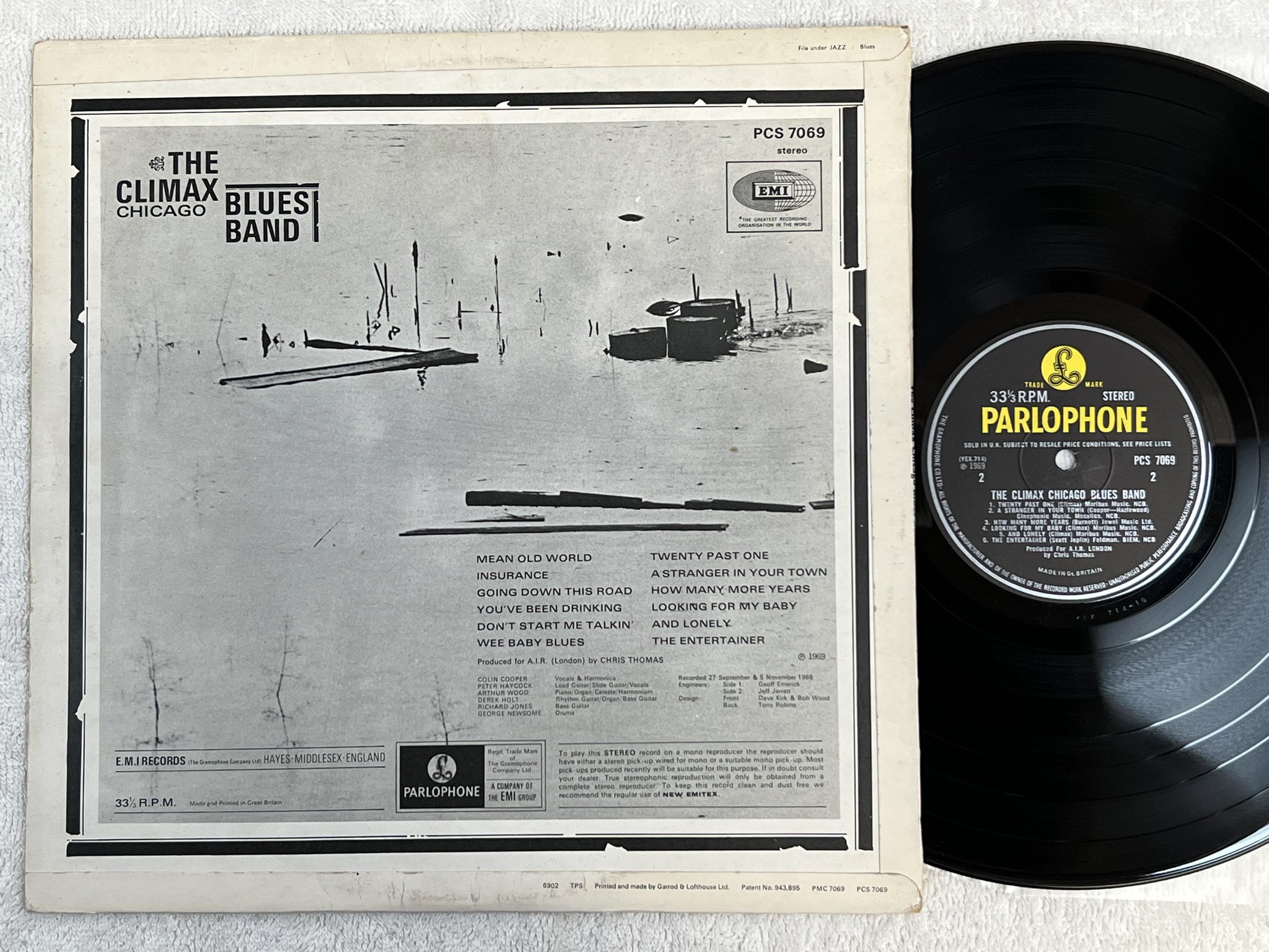 Omslagsbild för skivan CLIMAX CHICAGO BLUES BAND s/t LP -69 UK PARLOPHONE PCS 7069