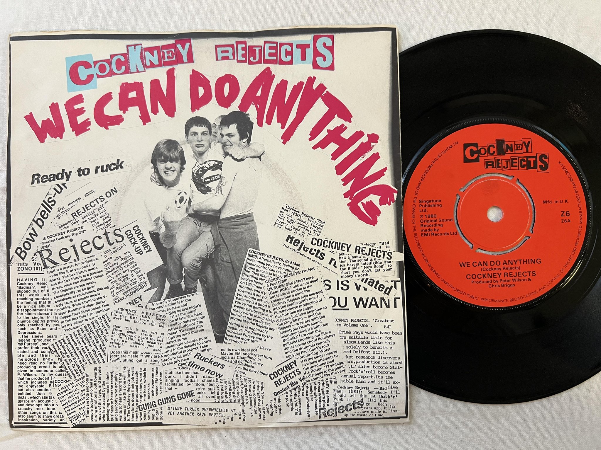 Omslagsbild för skivan COCKNEY REJECTS we can do anything 7" -80 UK ZONOPHONE Z6