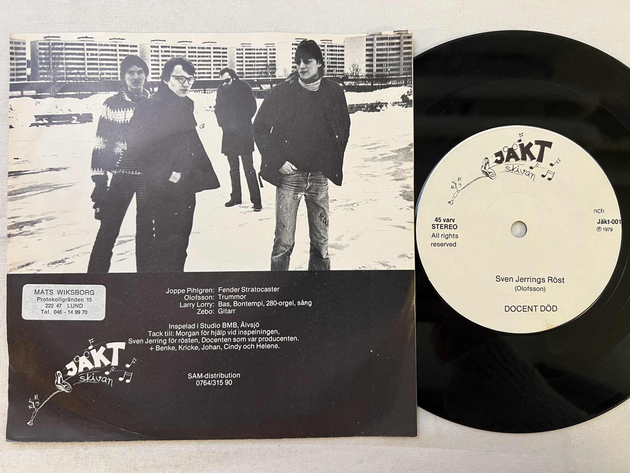 Omslagsbild för skivan DOCENT DÖD Sven Jerrings Röst 7" -79 JÄKTSKIVAN JÄKT-001