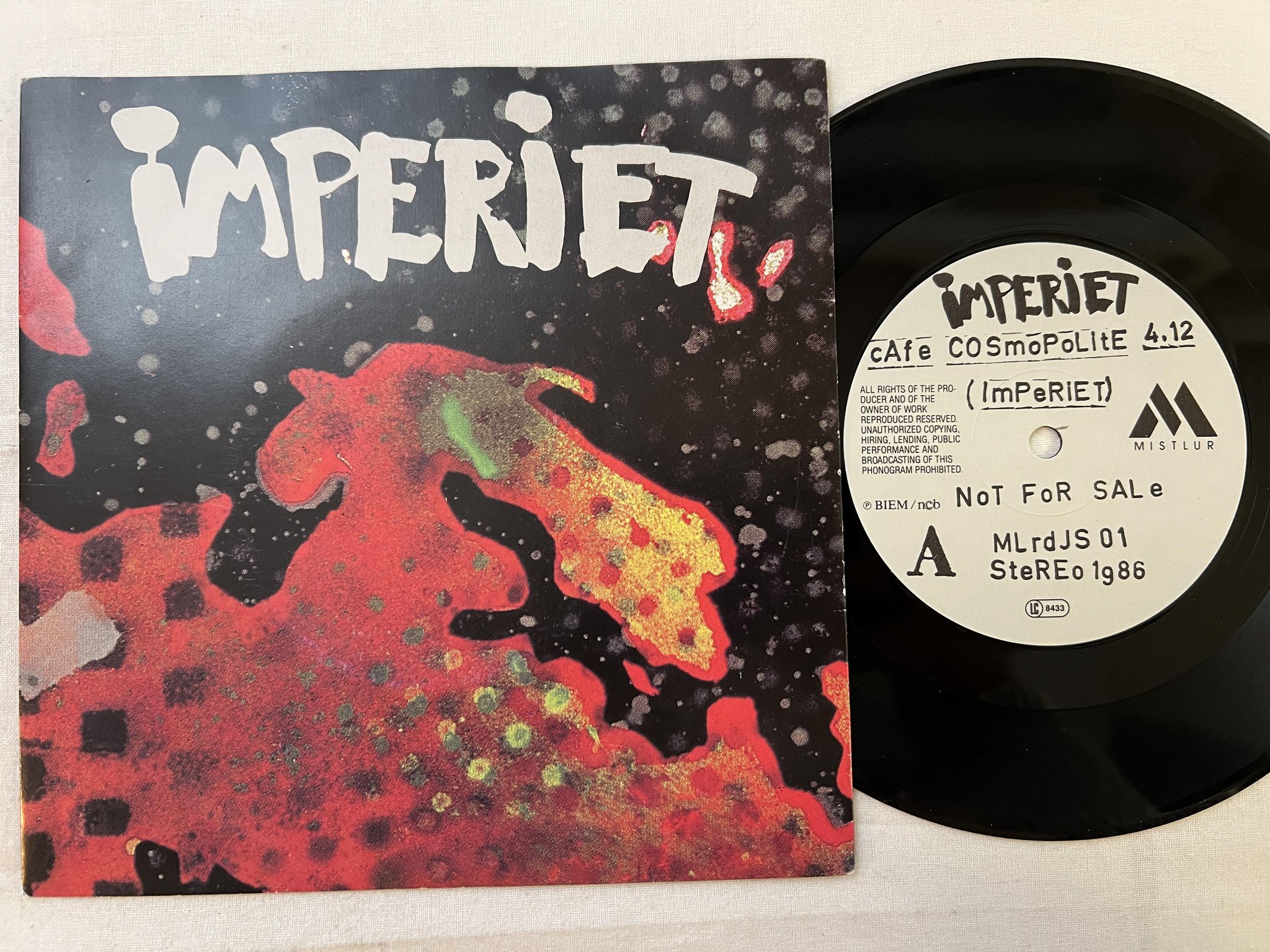 Omslagsbild för skivan IMPERIET Café Cosmopolite 7" -86 Swe MISTLUR MLRDJS 01