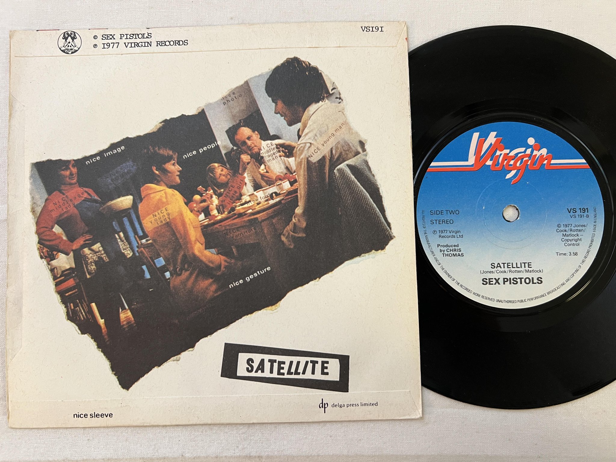 Omslagsbild för skivan SEX PISTOLS holidays in the sun 7" -77 UK VIRGIN VS 191