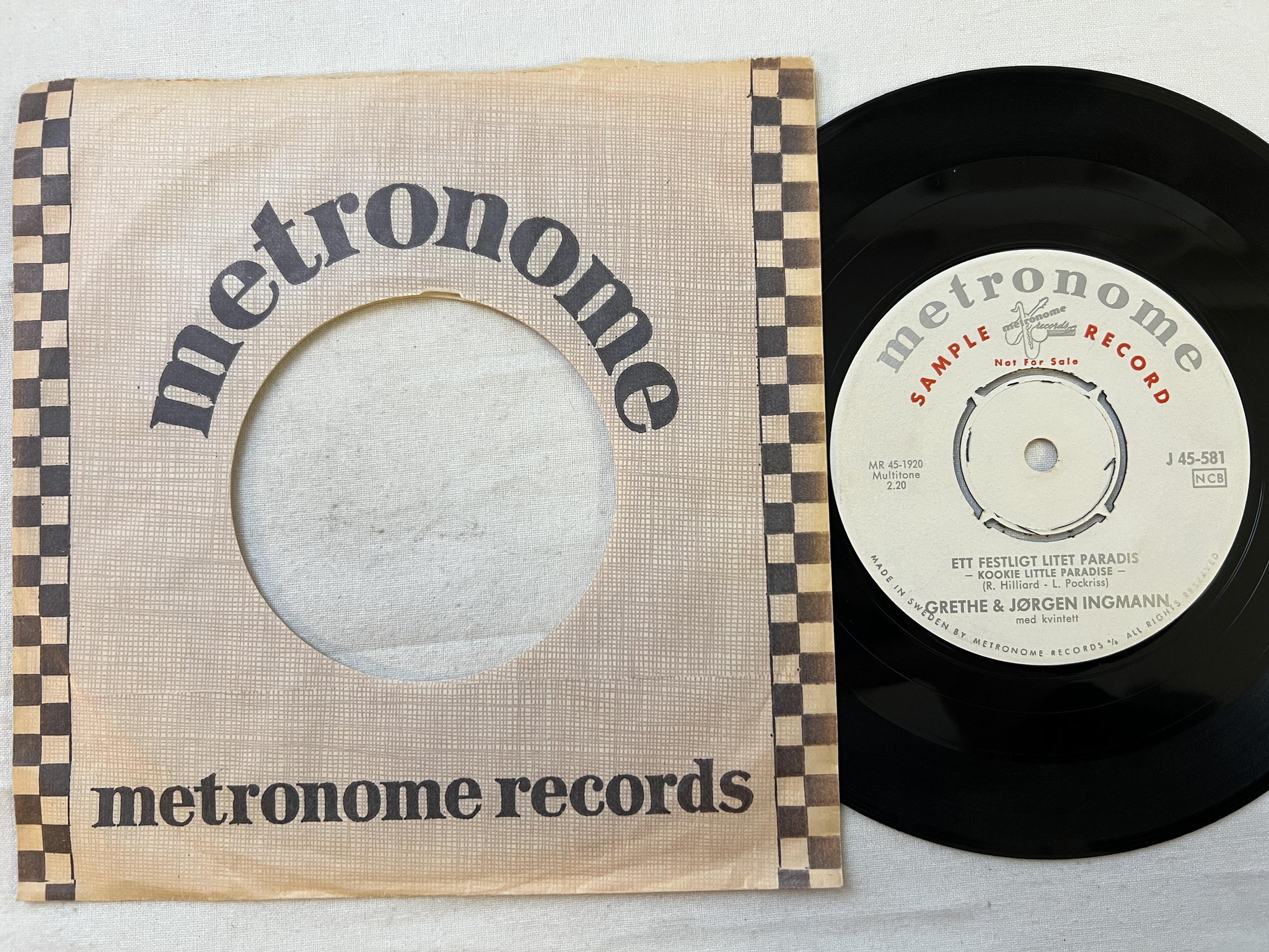 Omslagsbild för skivan GRETHE INGMANN bara mamma vill inte första 7" Swe METRONOME j 45-581 ** PROMO **
