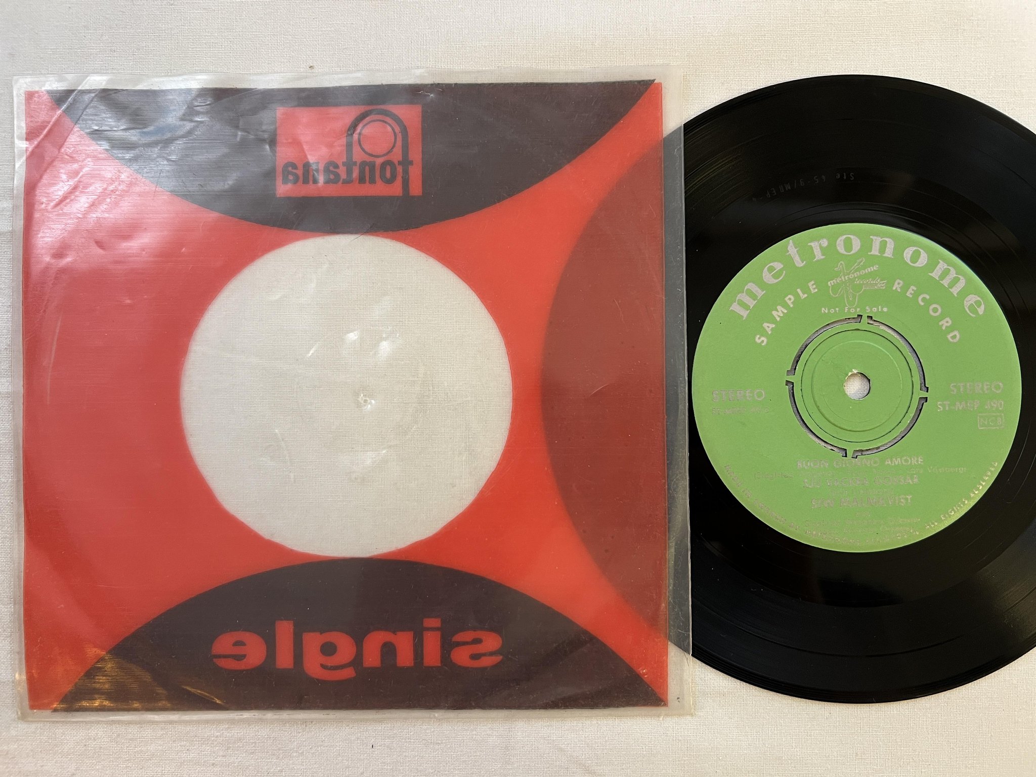 Omslagsbild för skivan SIW MALMKVIST kärleksgasen 7"ep METRONOME ST-MEP 490 *** PROMO ***