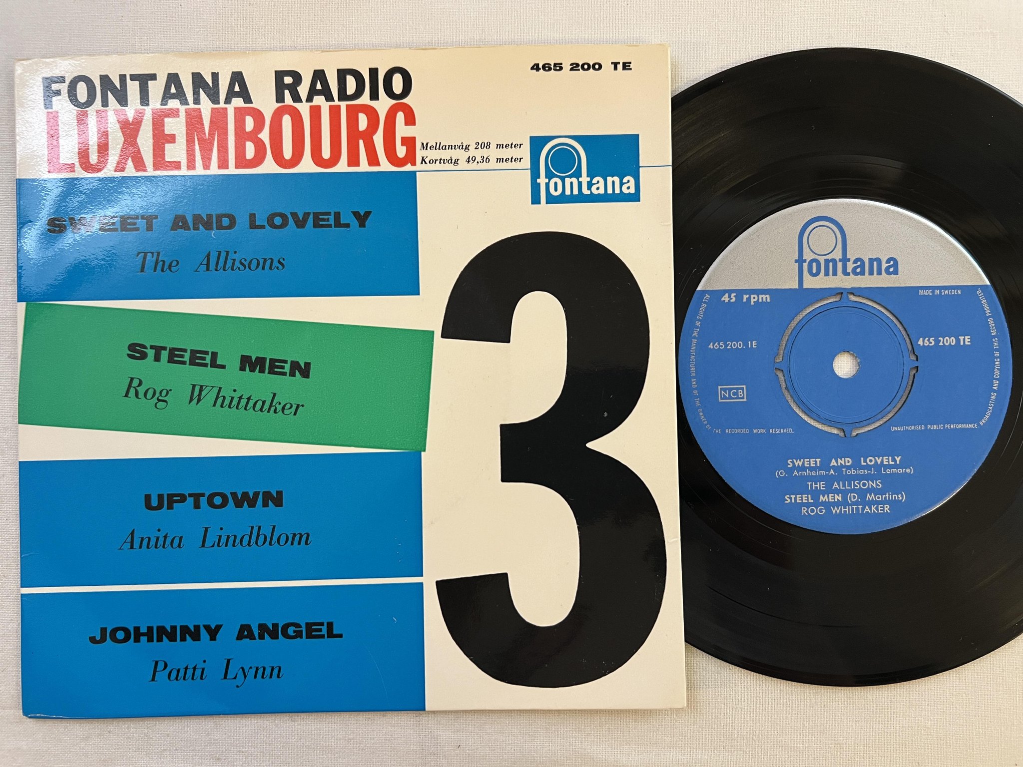 Omslagsbild för skivan ANITA LINDBLOM uptown + V/A 7"ep Swe FONTANA 465 200 TE *** RARE ***