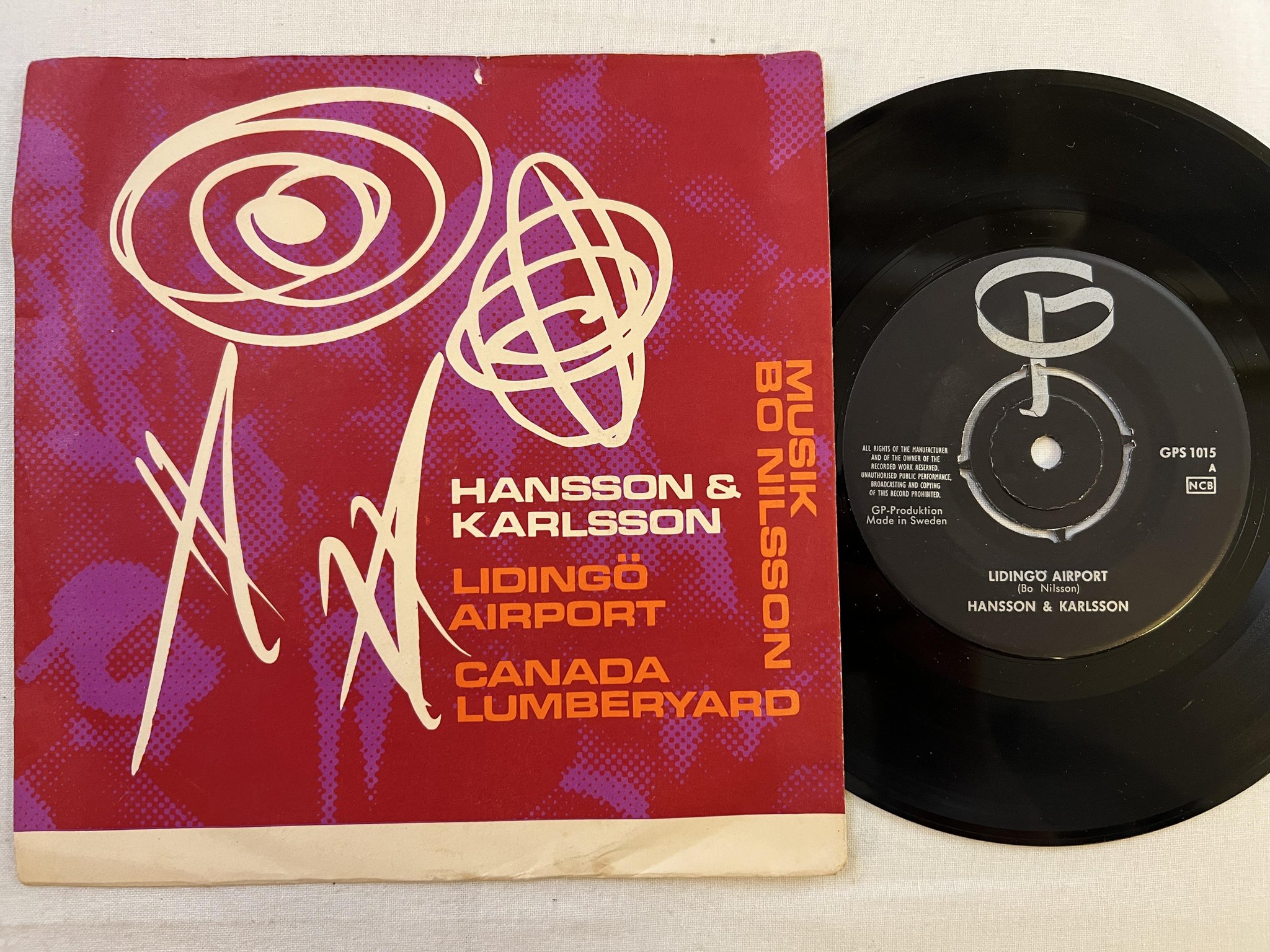 Omslagsbild för skivan HANSSON & KARLSSON Lidingö airport 7" -67 Swe GP GPS 1015