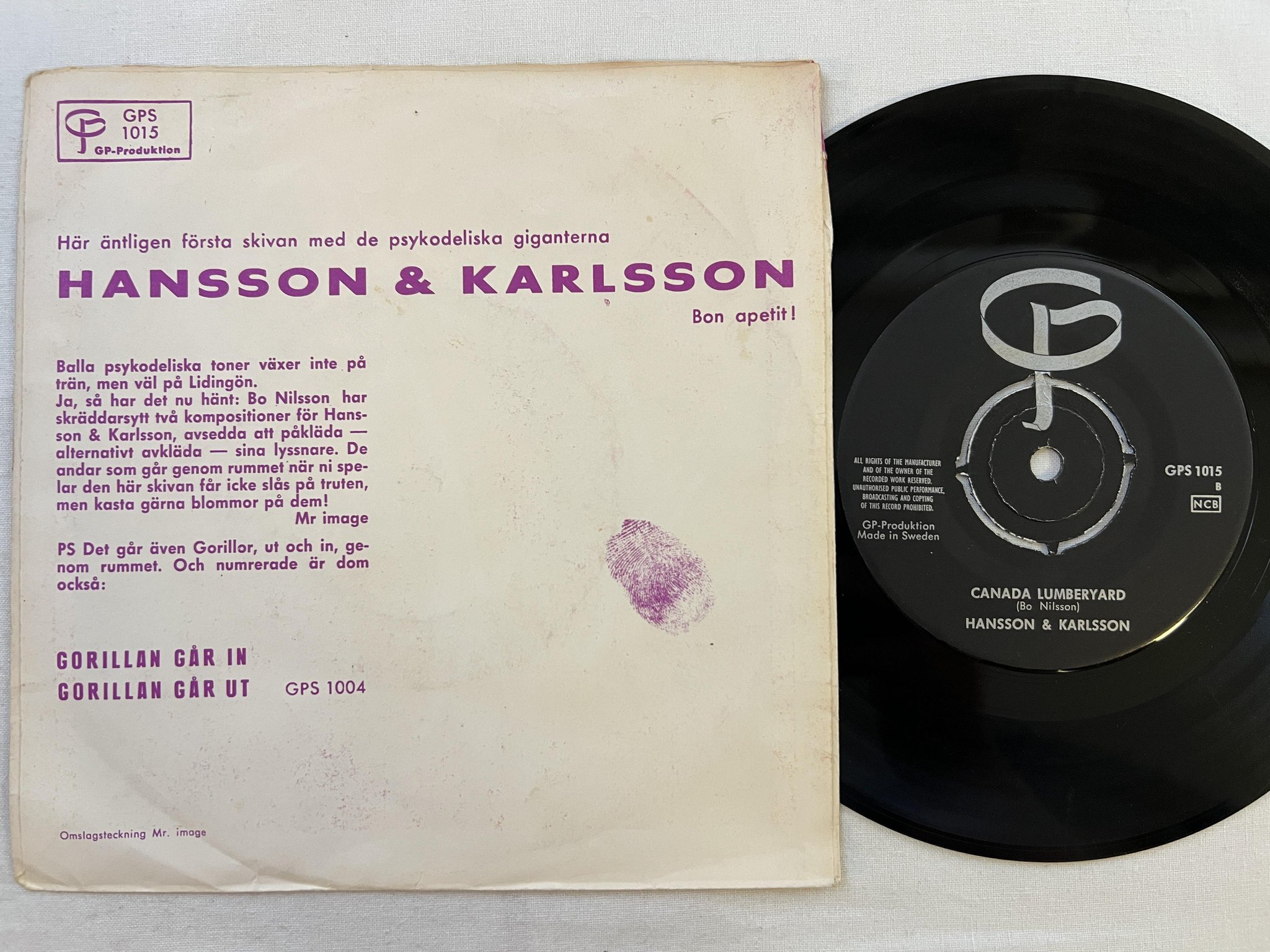 Omslagsbild för skivan HANSSON & KARLSSON Lidingö airport 7" -67 Swe GP GPS 1015