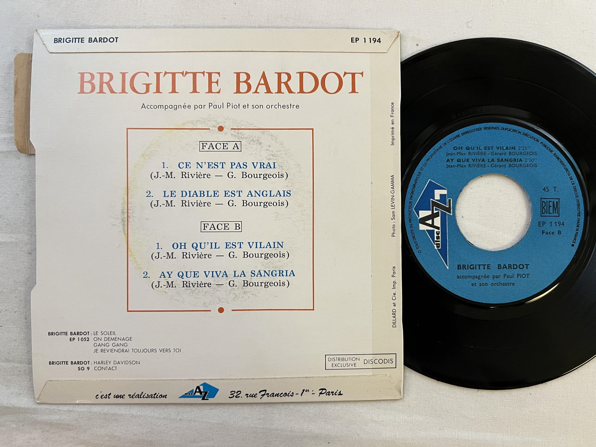 Omslagsbild för skivan BRIGITTE BARDOT ce n'est pas vrai 7"ep -68 France DISC'AZ EP 1194