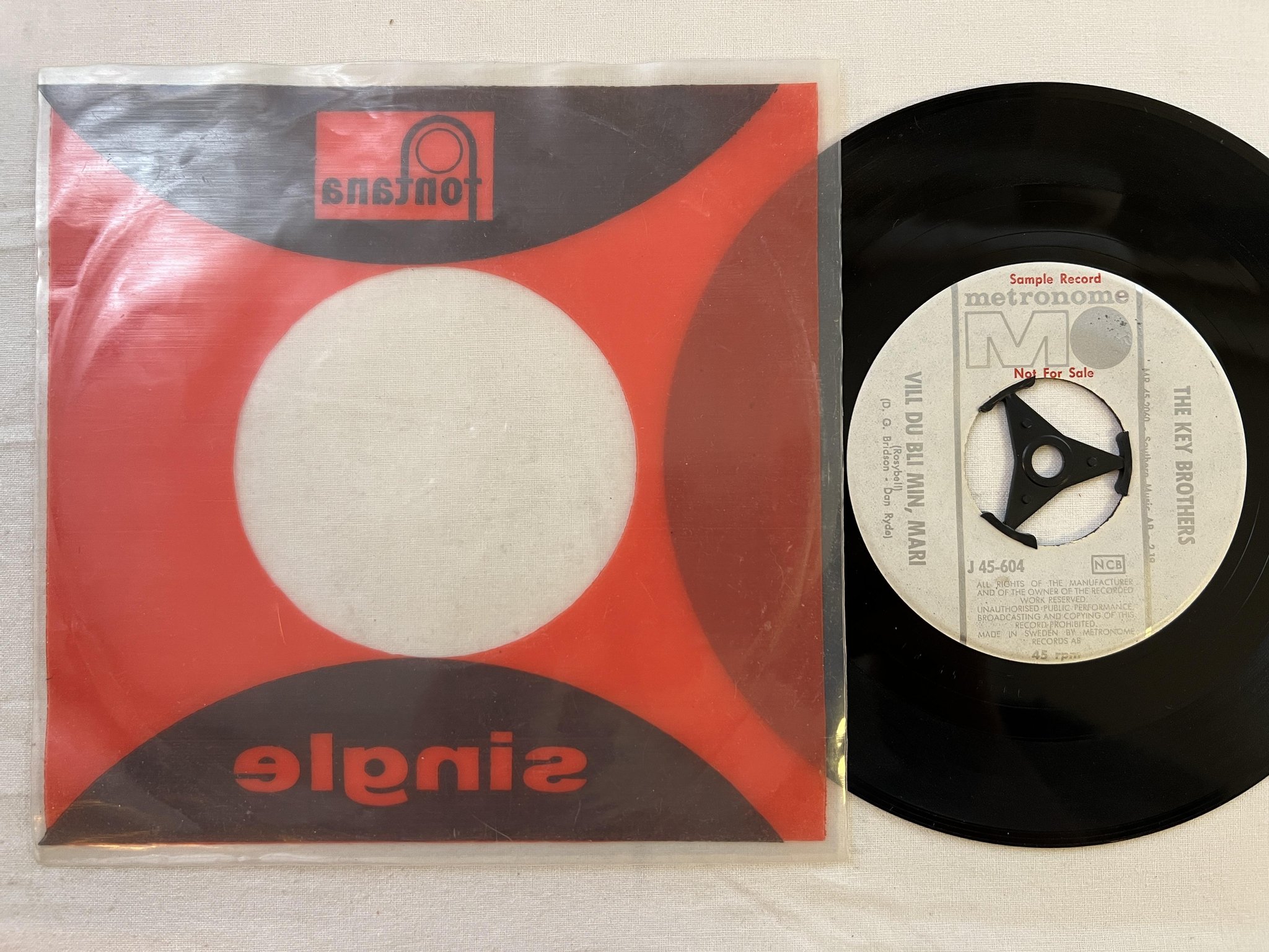 Omslagsbild för skivan THE KEY BROTHERS vill du bli min Mari 7"ep METRONOME J 45-604 *** PROMO ***