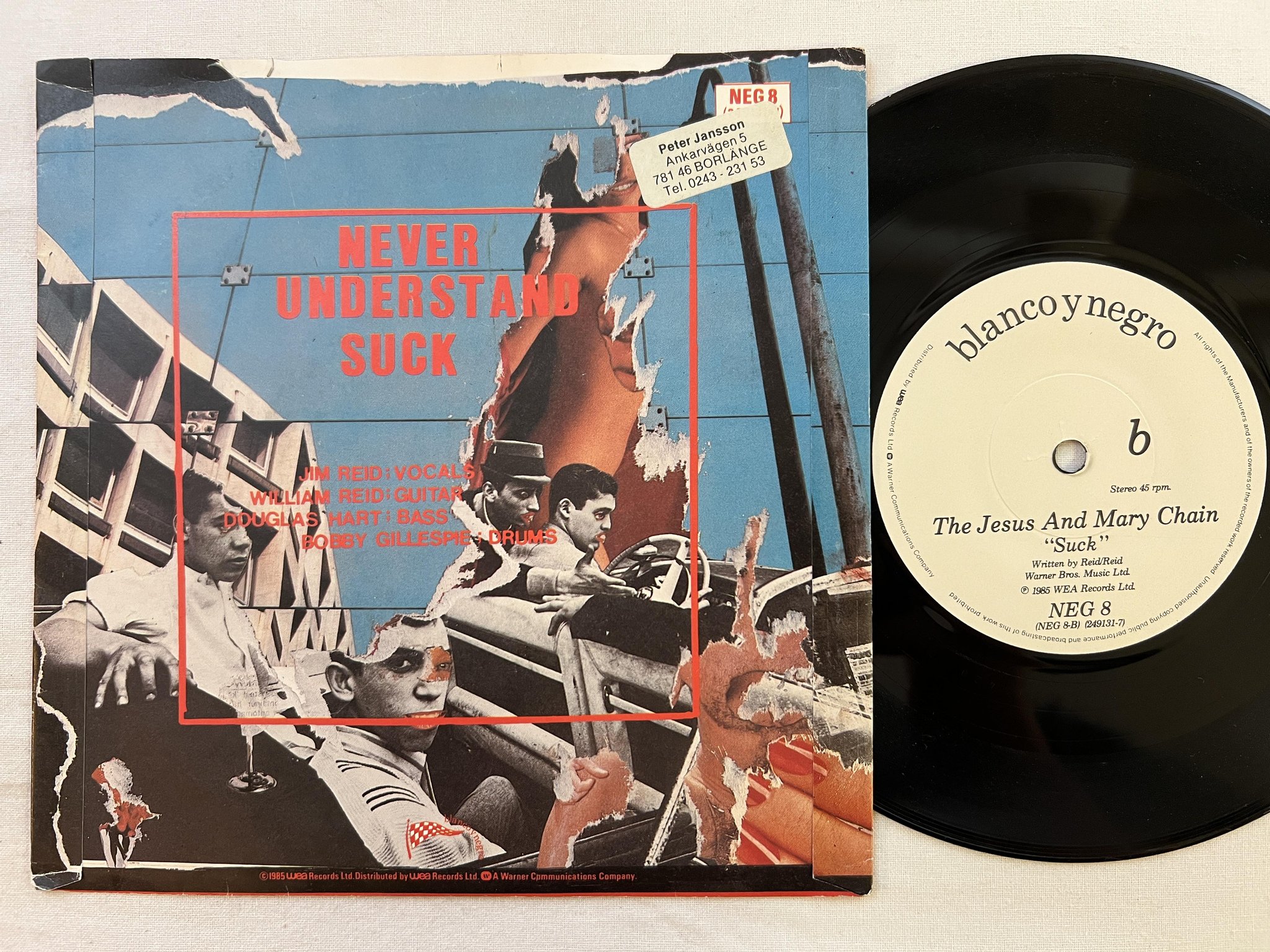 Omslagsbild för skivan THE JESUS AND MARY CHAIN never understand 7" -85 BLANCO Y NEGRO NEG-8