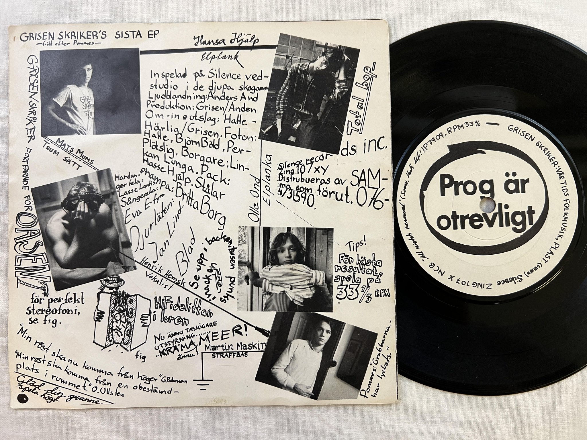 Omslagsbild för skivan GRISEN SKRIKER Grisen Skriker's Sista EP 7" -79 silence ZING 107