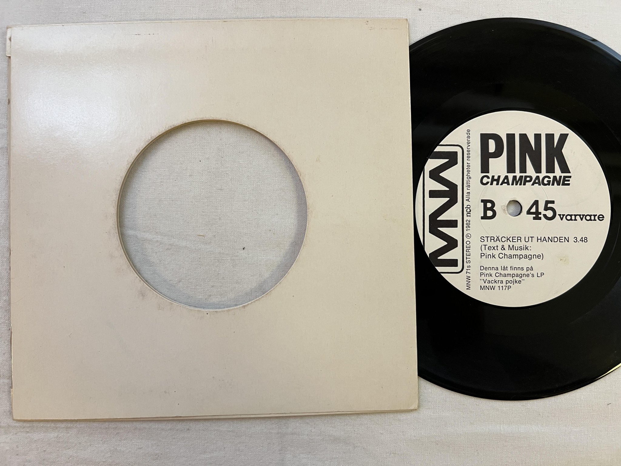 Omslagsbild för skivan PINK CHAMPAGNE godnatt lilla mamma 7" -82 Swe MNW 117p