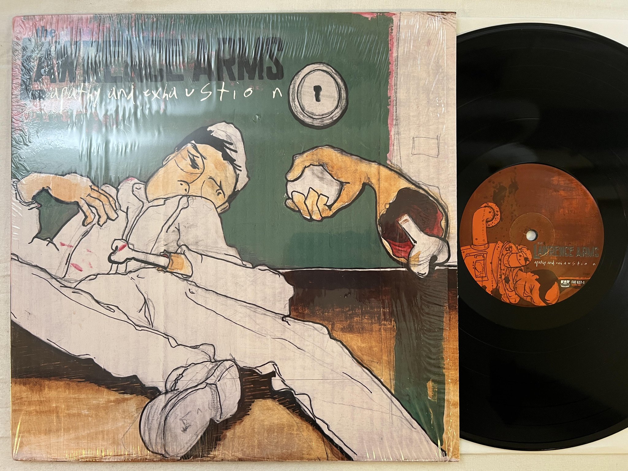 Omslagsbild för skivan THE LAWRENCE ARMS Apathy And Exhaustion LP 2002 US fat wreck fat637-1