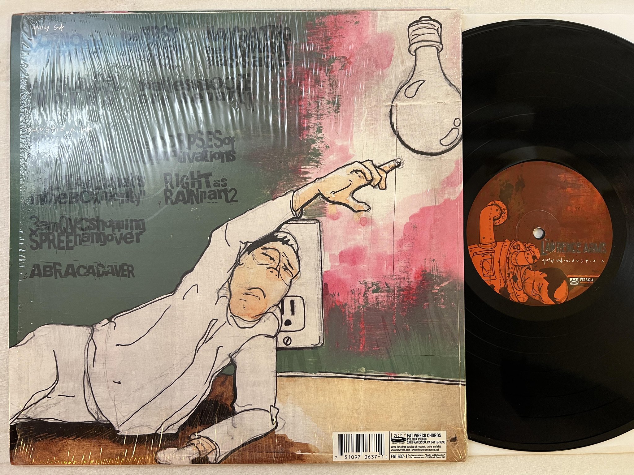 Omslagsbild för skivan THE LAWRENCE ARMS Apathy And Exhaustion LP 2002 US fat wreck fat637-1